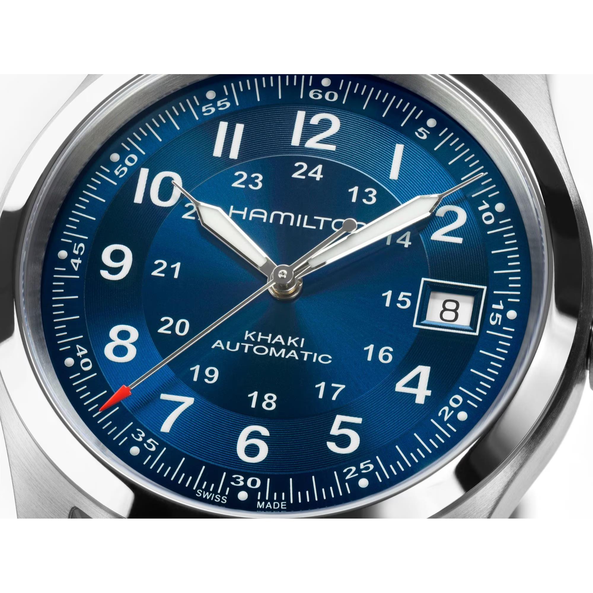 Hamilton Khaki Field Blue Dial Stainless Steel Strap Men's Watch H70455140