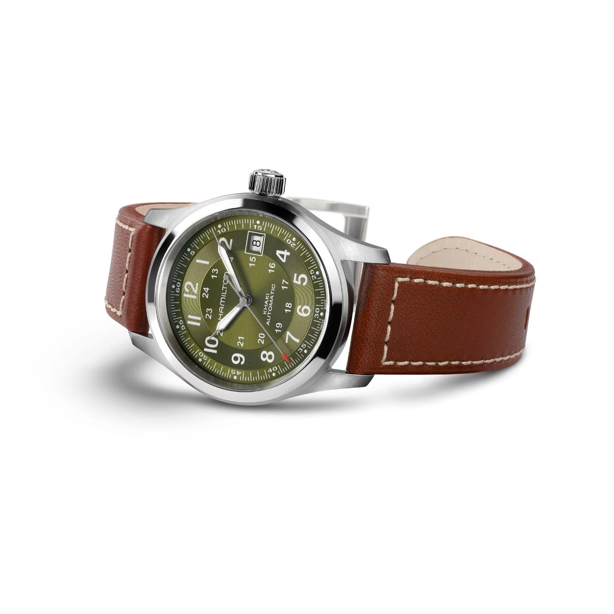 Hamilton Khaki Field Green Dial Leather Strap Men's Watch H70455560