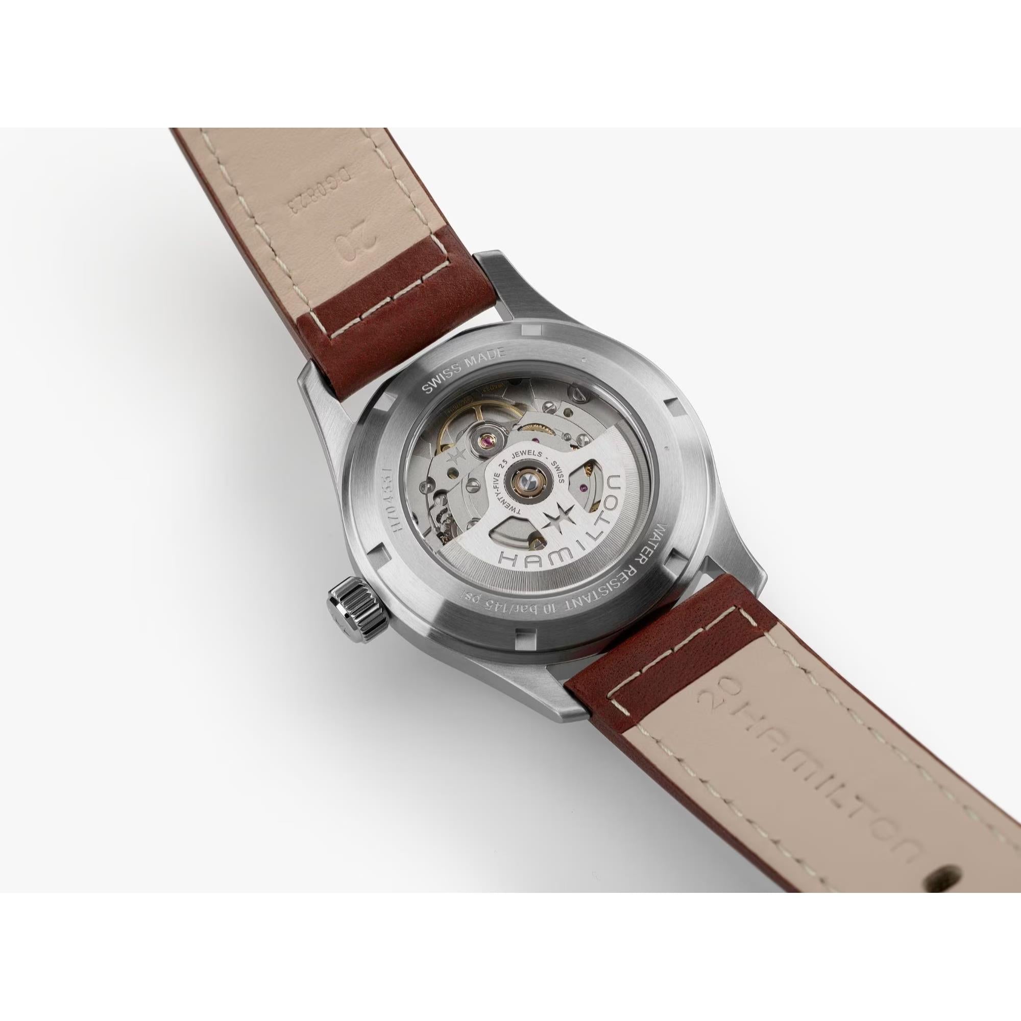 Hamilton Khaki Auto Field Green Dial Leather Strap Unisex Watch H70455560