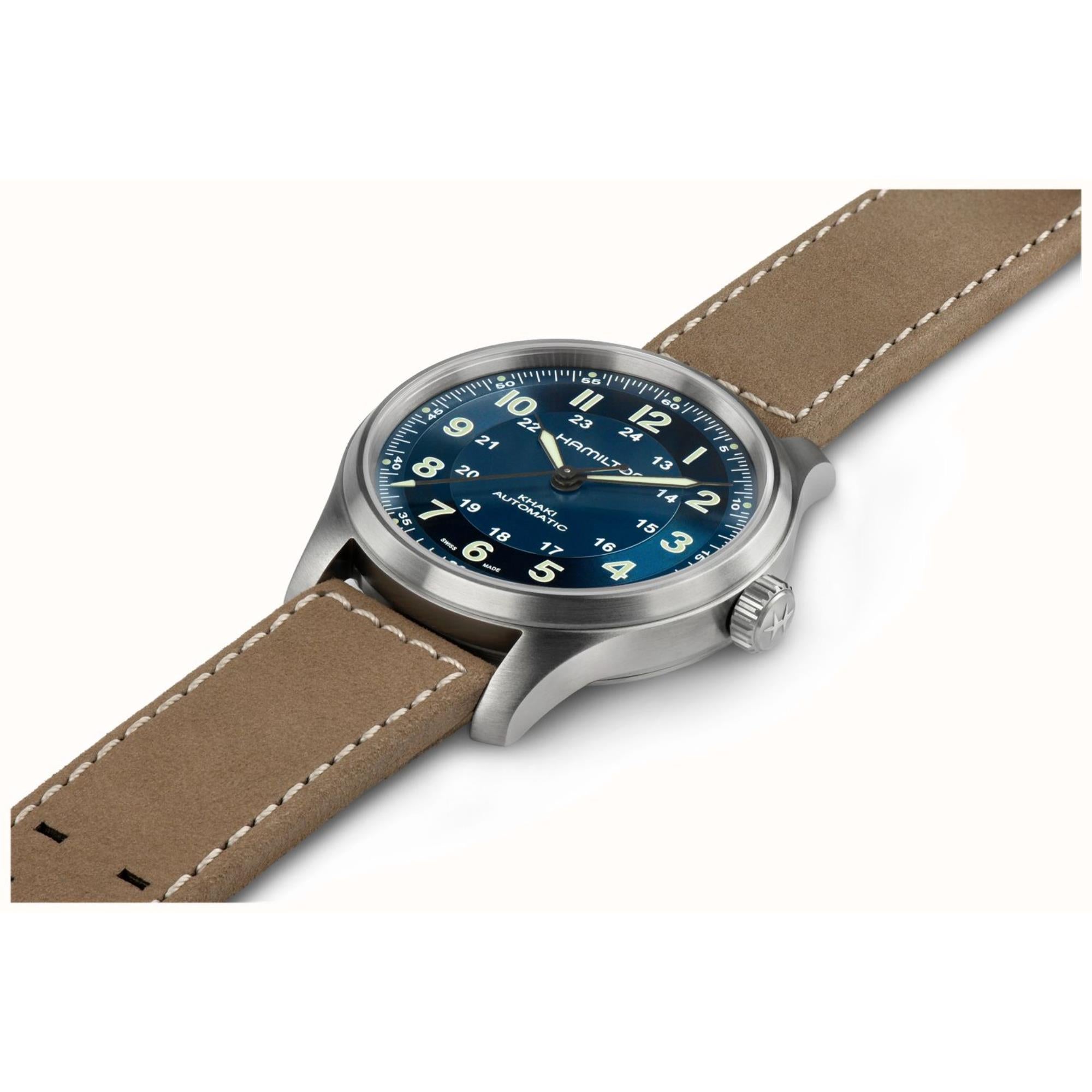 Hamilton Khaki Field Blue Dial Leather Strap Men's Watch H70455540
