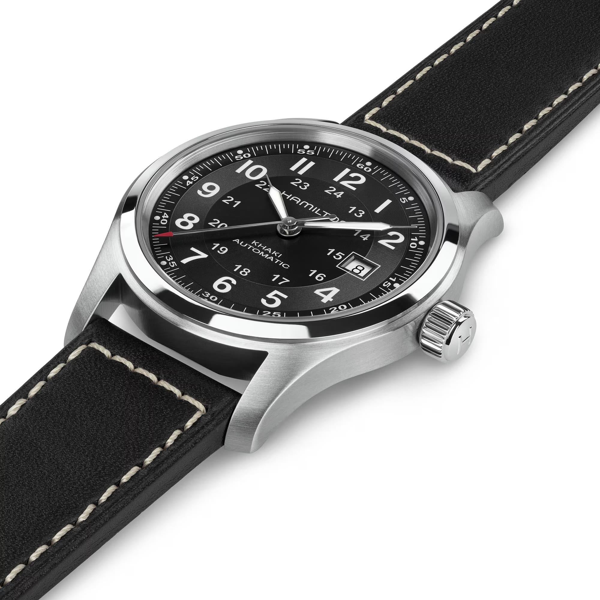 Hamilton Khaki Field Black Dial Leather Strap Unisex Watch H70605733