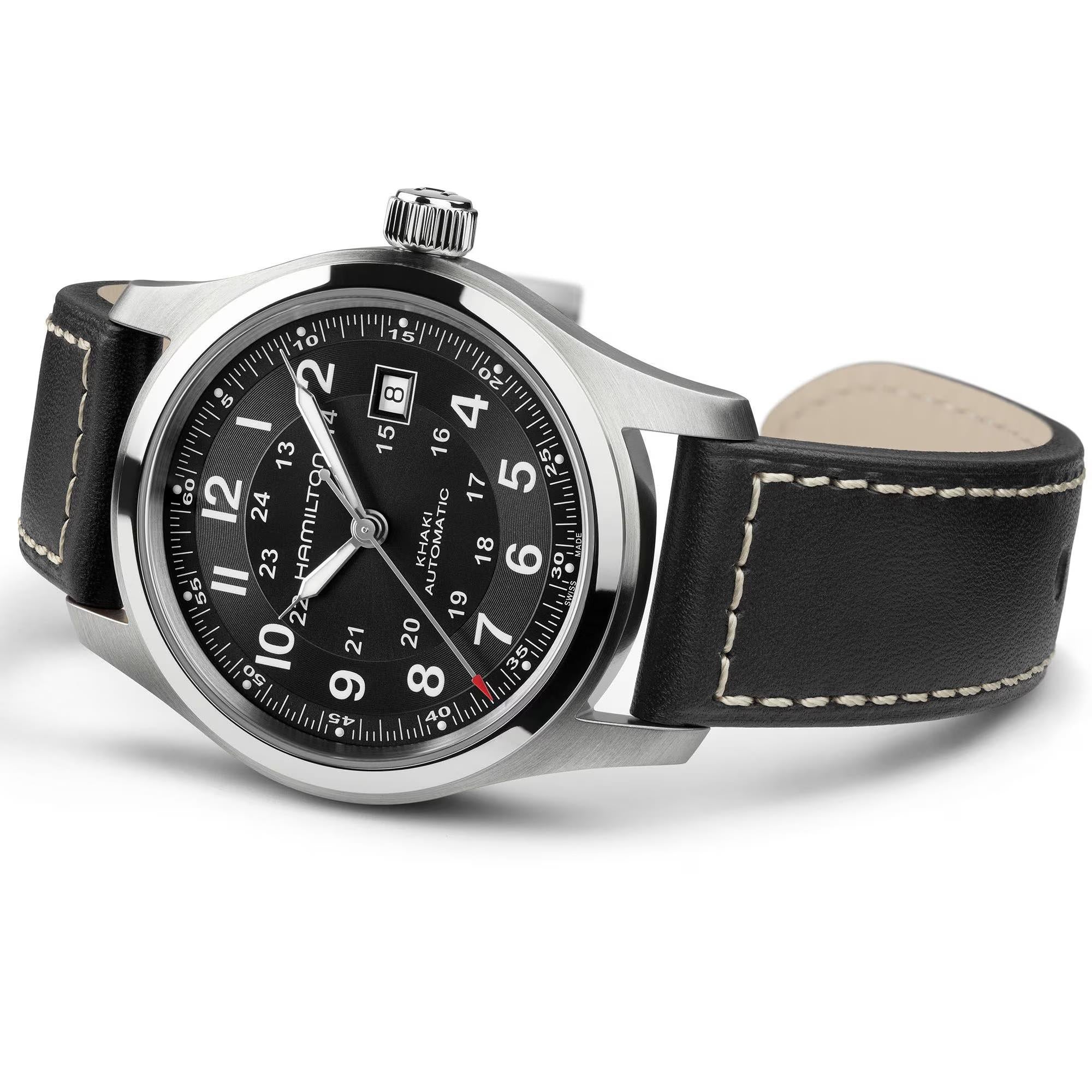 Hamilton Khaki Field Black Dial Leather Strap Unisex Watch H70605733