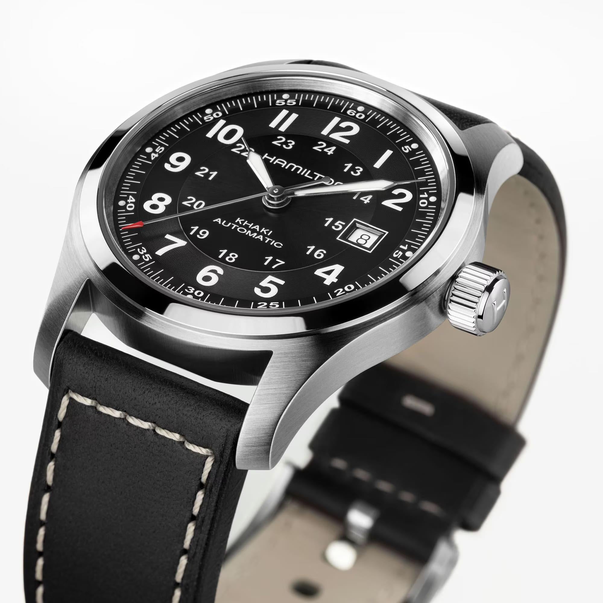 Hamilton Khaki Field Black Dial Leather Strap Unisex Watch H70605733