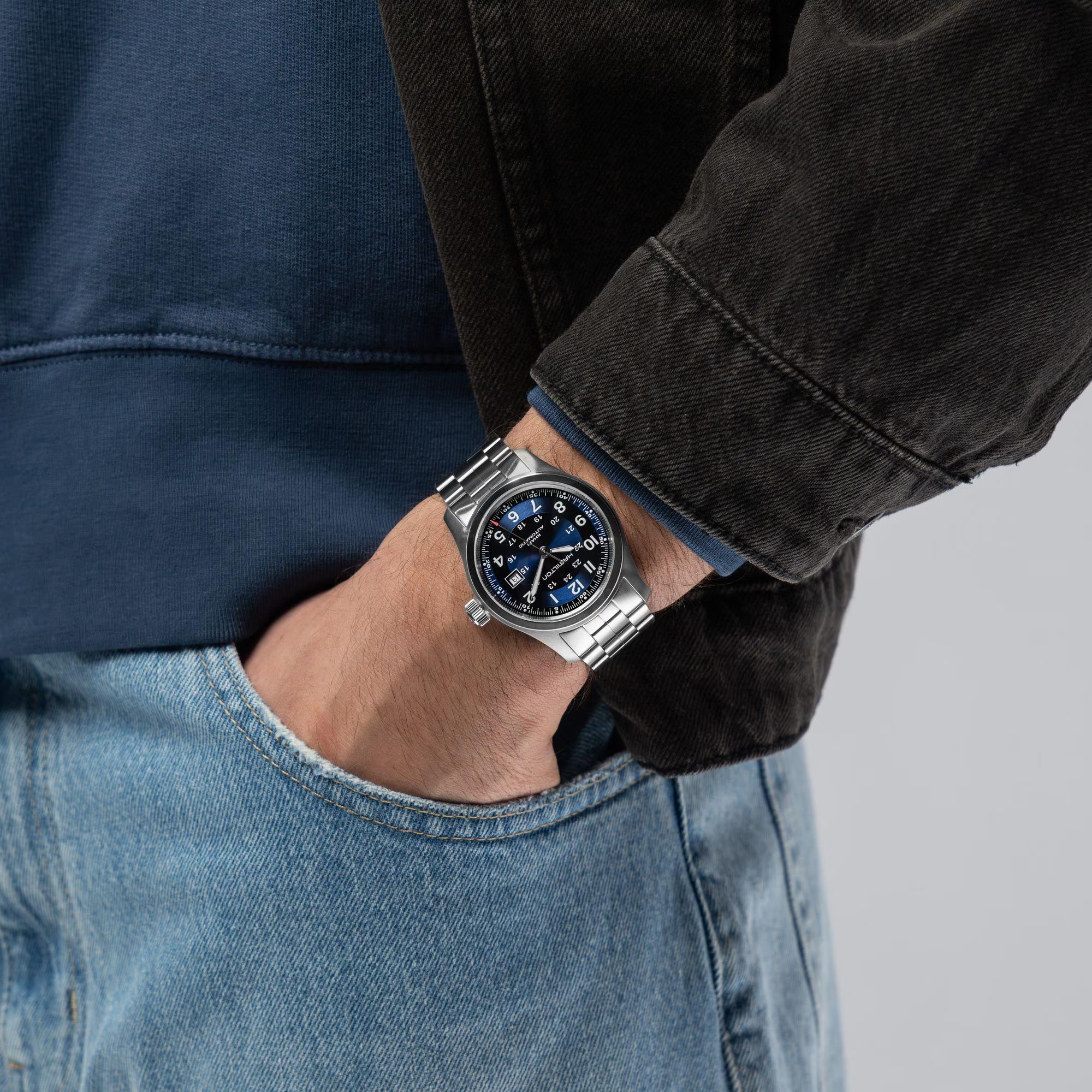 Hamilton Khaki Field Blue Dial Stainless Steel strap Men's Watch H70605140
