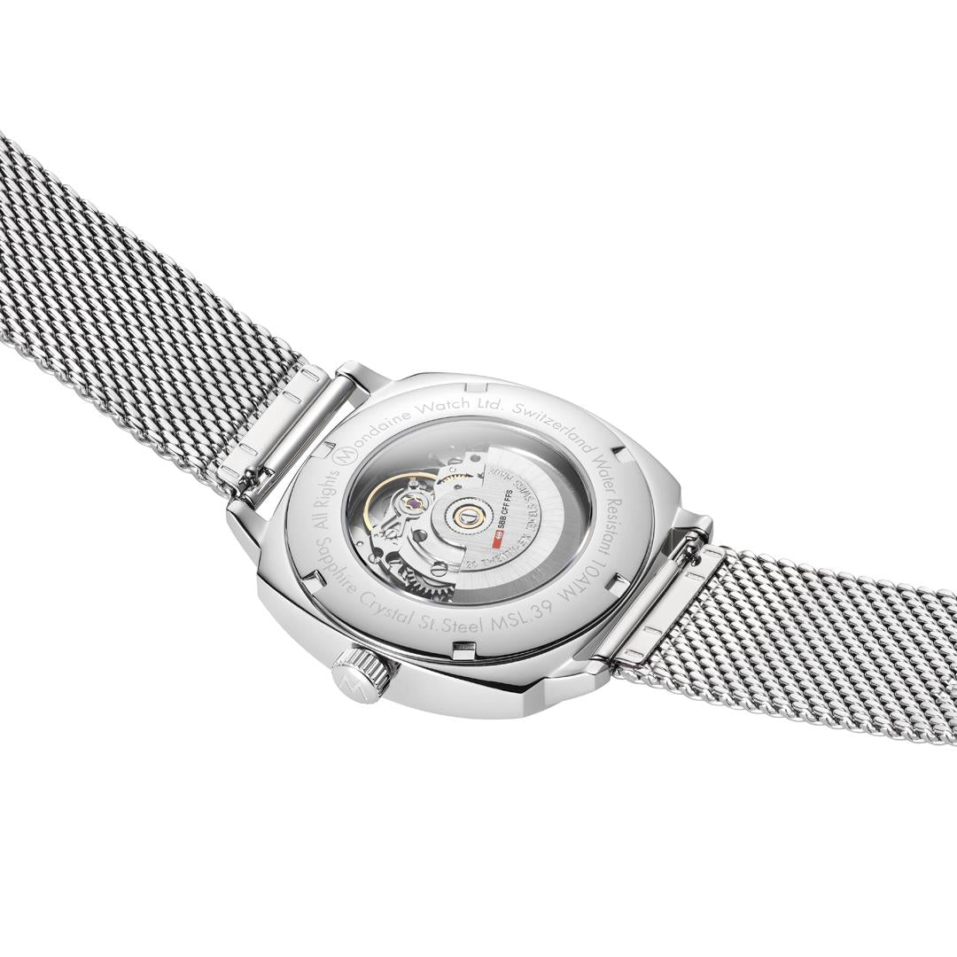 Mondaine Cushion White Dial Stainless Steel Strap Men's Watch MSL.3961B.SM