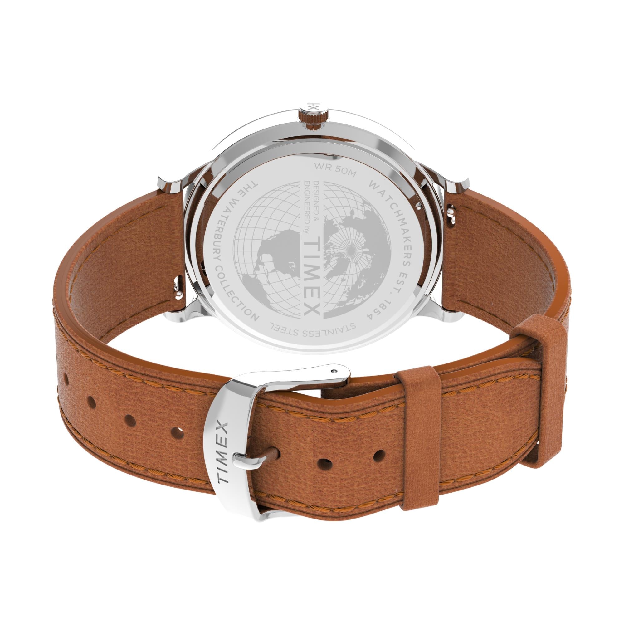 Timex Waterbury Classic Quartz Grey Dial Leather Strap Men's Watch TW2V73600