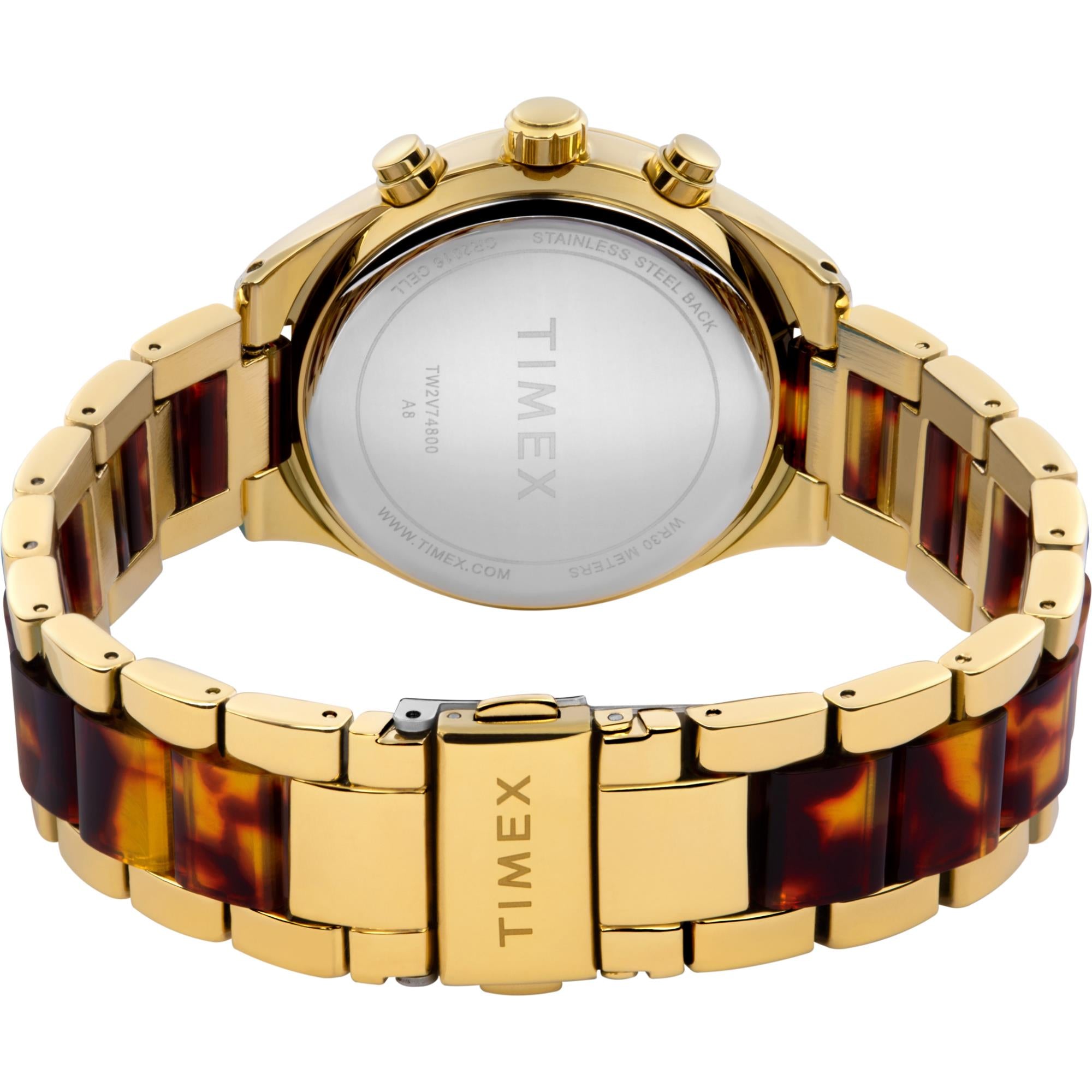 Timex Classic Chronograph Gold Dial Alloy Steel Strap Women's Watch TW2V74800
