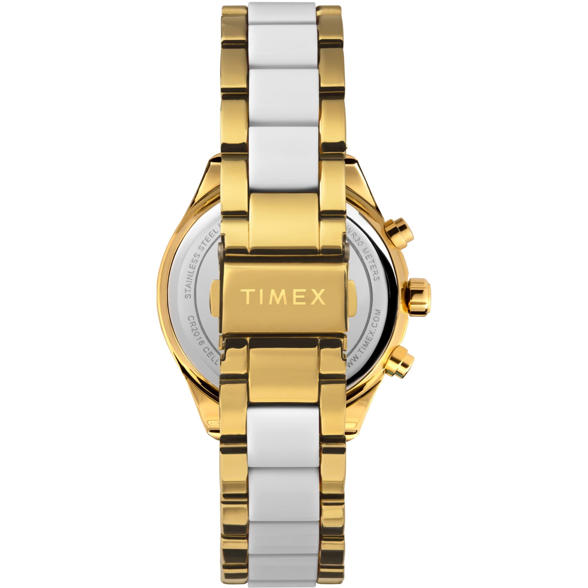 Timex Classic Cronograph Gold-Tone Dial Stainless Steel Strap Women's Watch TW2V74900