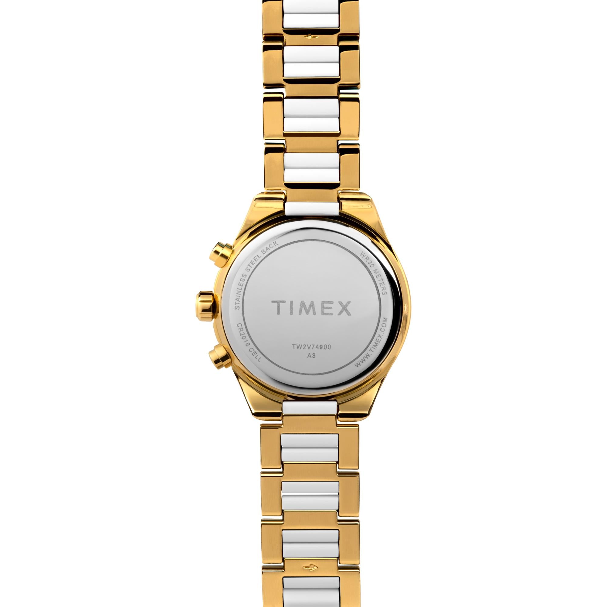 Timex Classic Cronograph Gold-Tone Dial Stainless Steel Strap Women's Watch TW2V74900