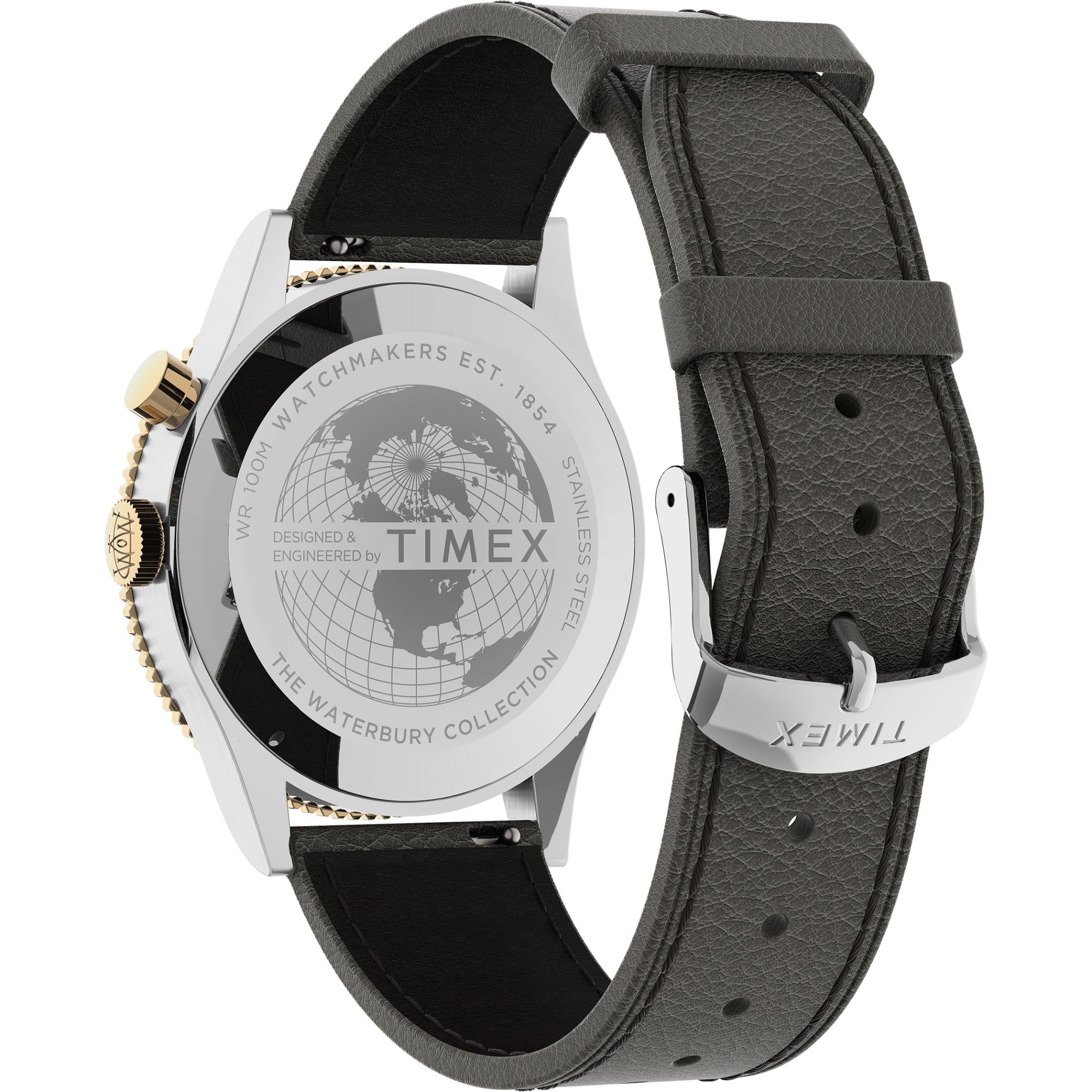 Timex Waterbury GMT Blue Dial Leather Strap Men's Watch TW2U90500