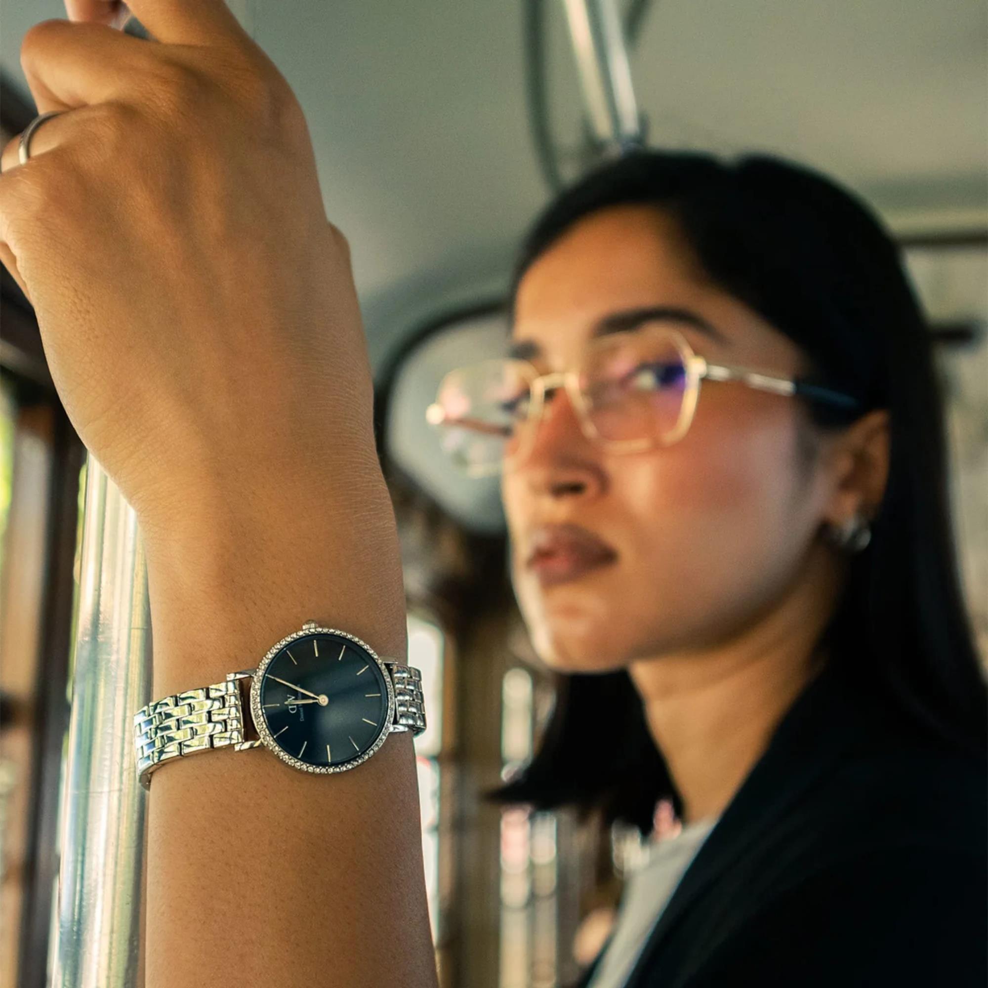 Daniel Wellington Petite Arctic Blue Sunray Dial Stainless Steel Strap Women's Watch DW00100664