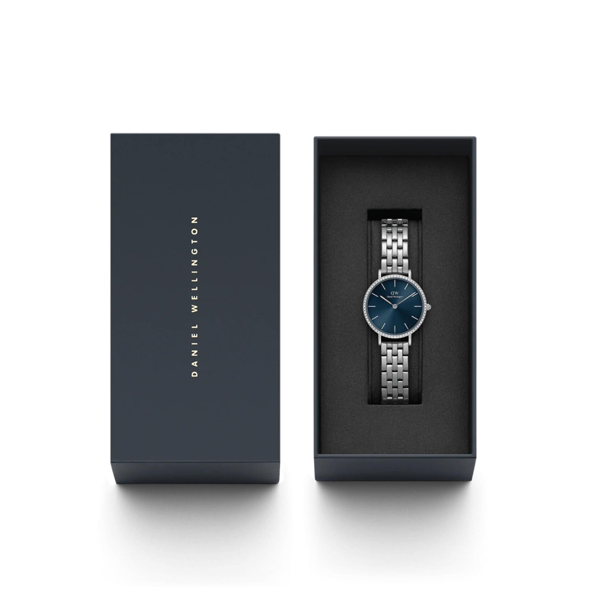 Daniel Wellington Petite Arctic Blue Sunray Dial Stainless Steel Strap Women's Watch DW00100664