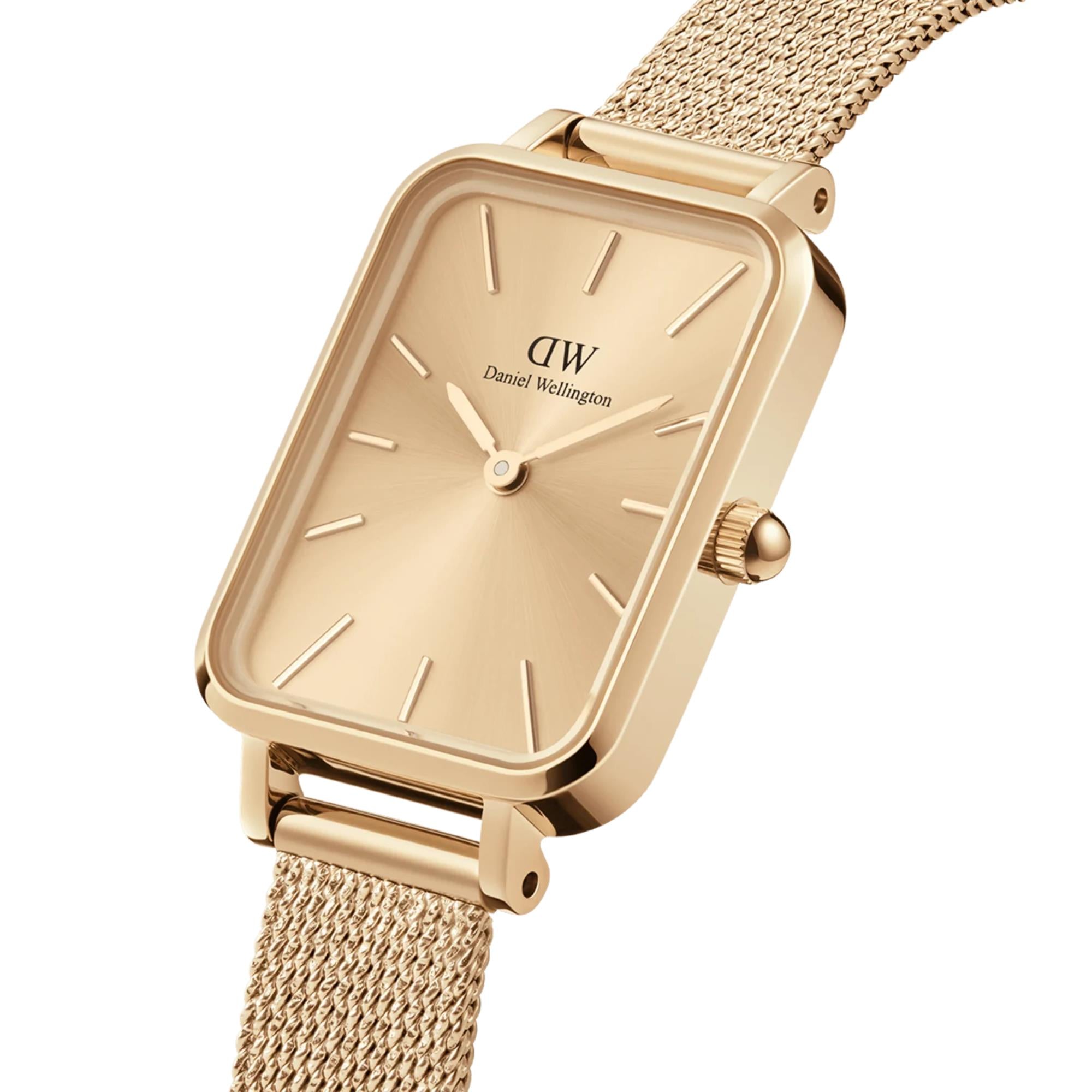 Daniel Wellington Quadro Unitone Gold Dial Stainless Steel Strap Women's Watch DW00100485
