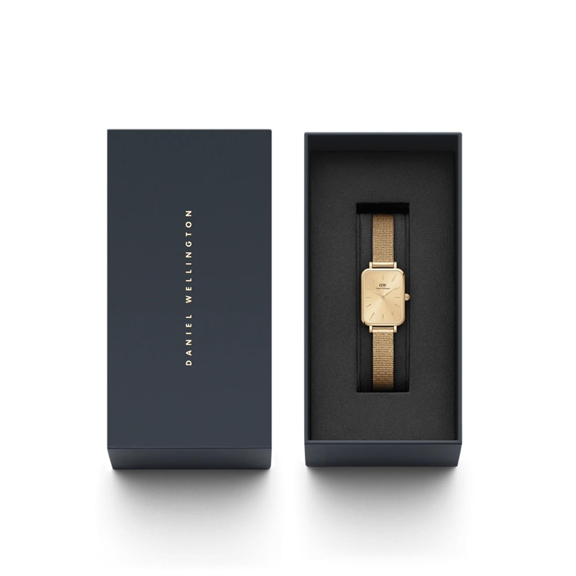 Daniel Wellington Quadro Unitone Gold Dial Stainless Steel Strap Women's Watch DW00100485