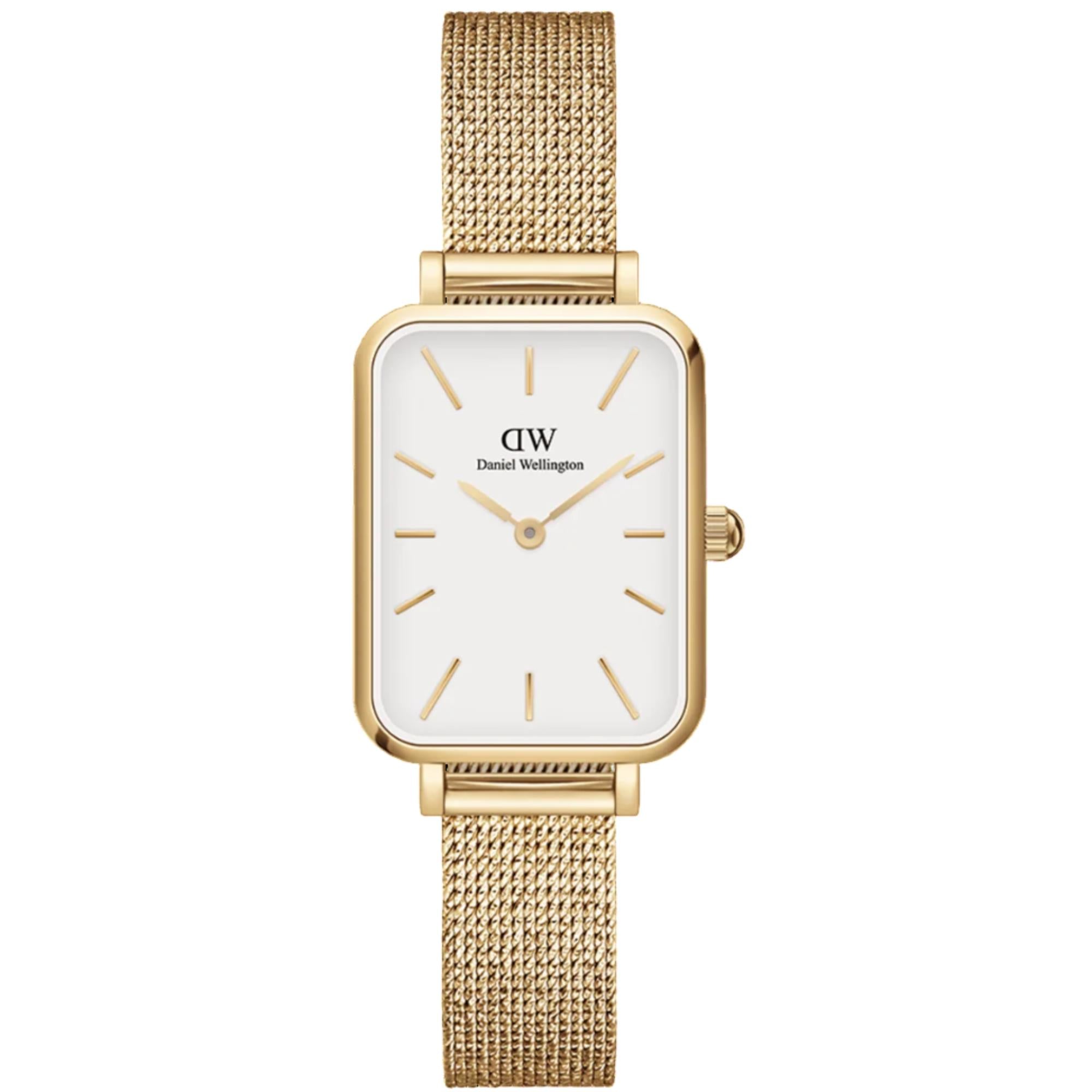 Daniel Wellington Quadro Pressed White Dial Stainless Steel Strap Women's Watch DW00100556