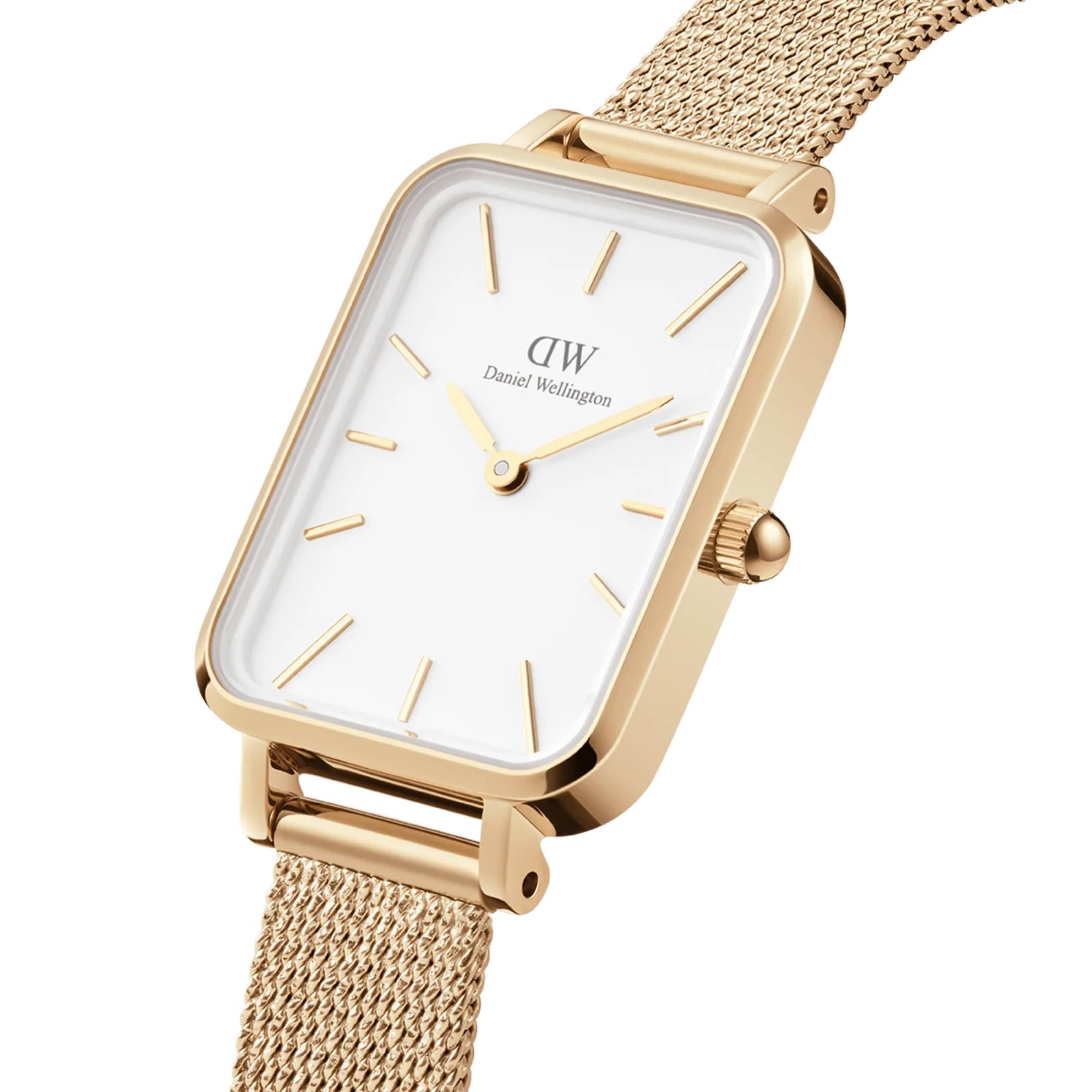 Daniel Wellington Quadro Pressed White Dial Stainless Steel Strap Women's Watch DW00100556