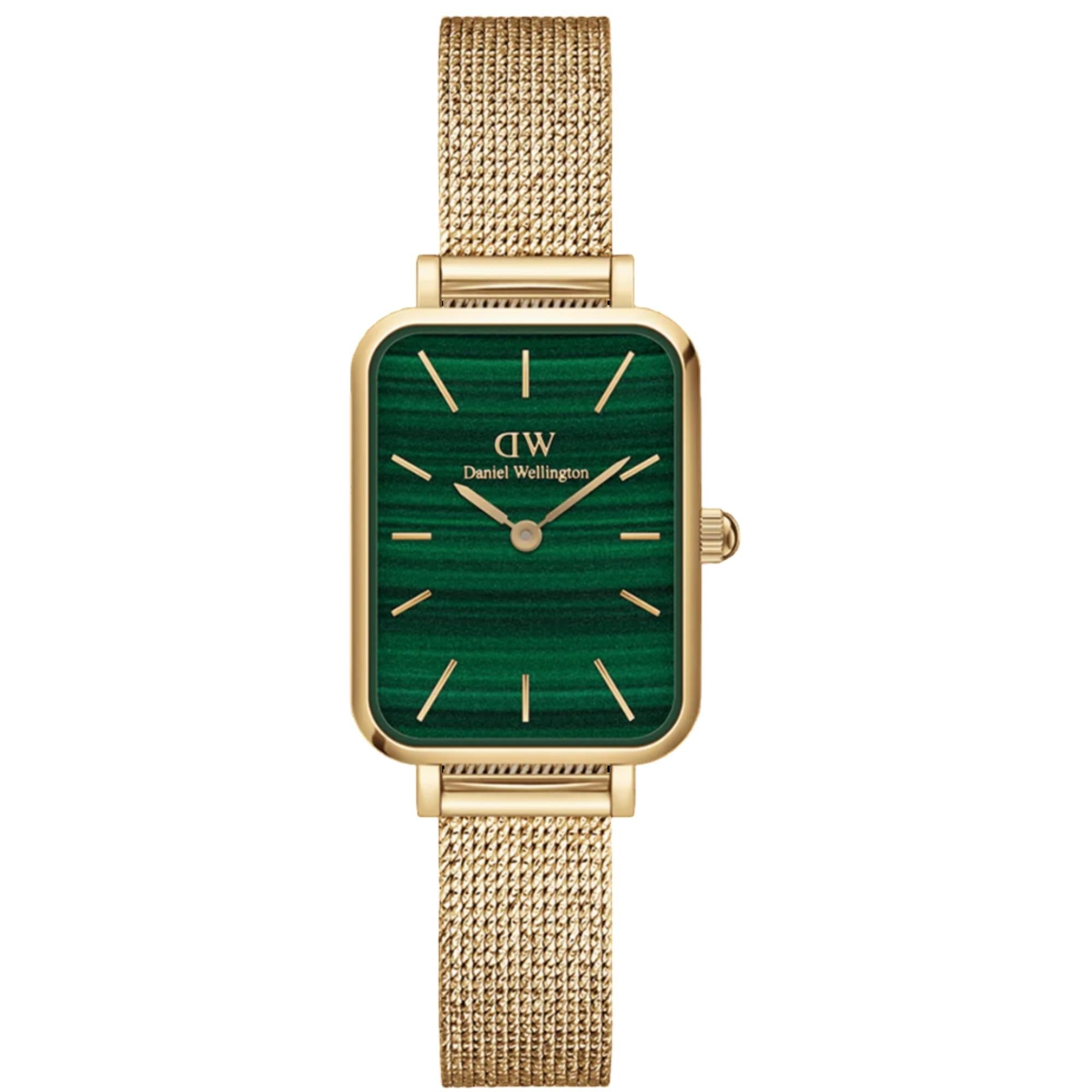 Daniel Wellington Quadro Pressed Green Dial Stainless Steel Strap Women's Watch DW00100561