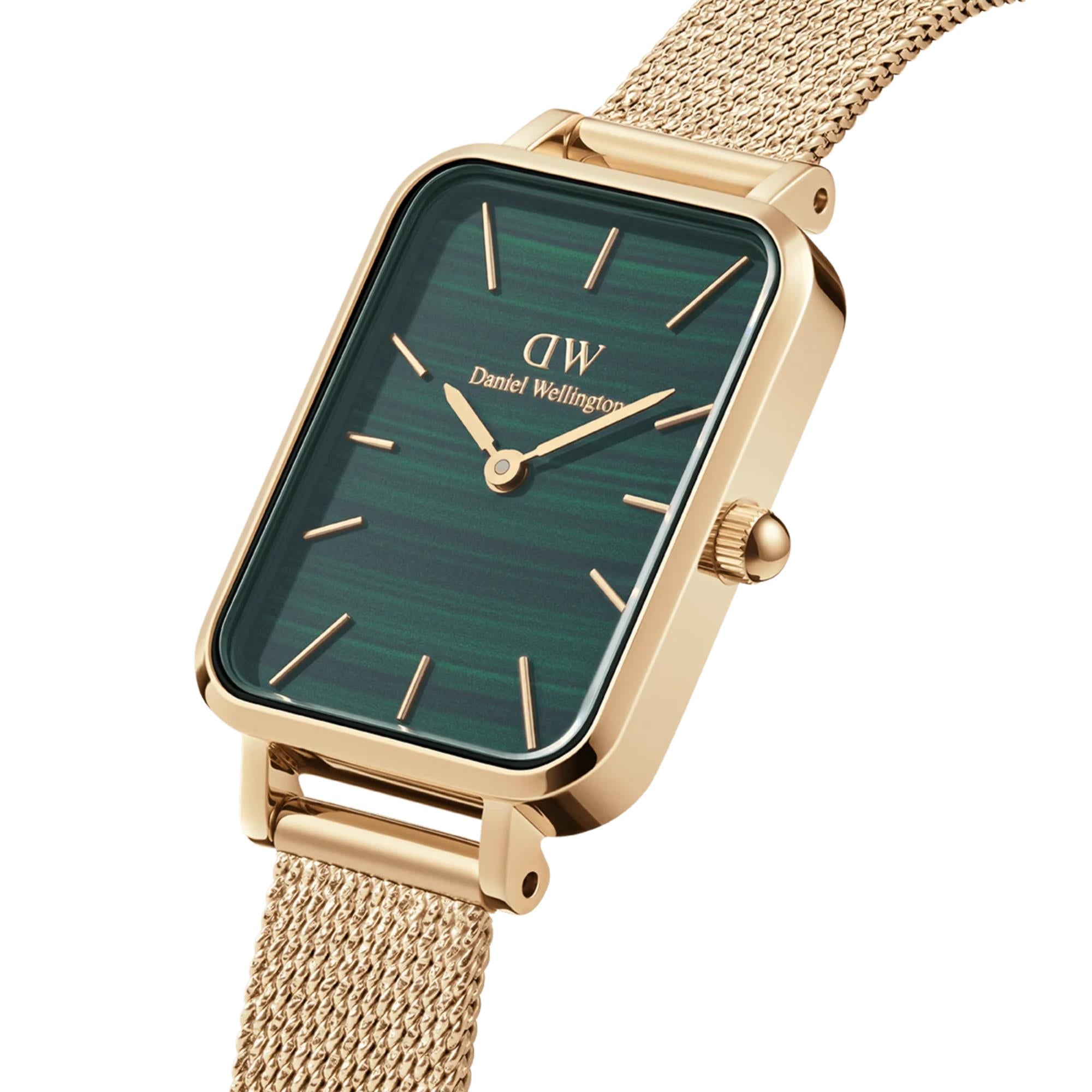 Daniel Wellington Quadro Pressed Green Dial Stainless Steel Strap Women's Watch DW00100561