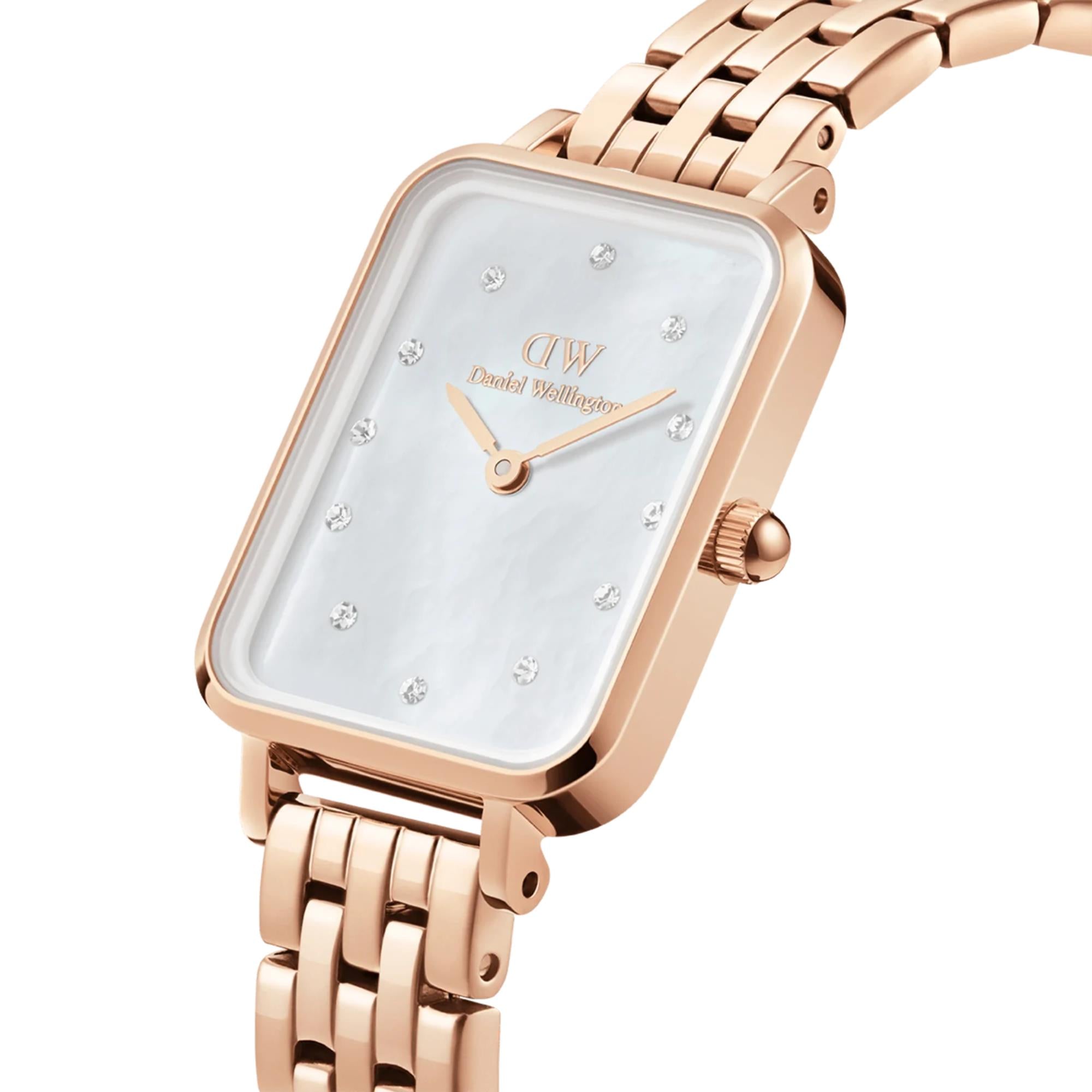 Daniel Wellington Quadro Mother Of Pearl White Dial Stainless Steel Strap Women's Watch DW00100620