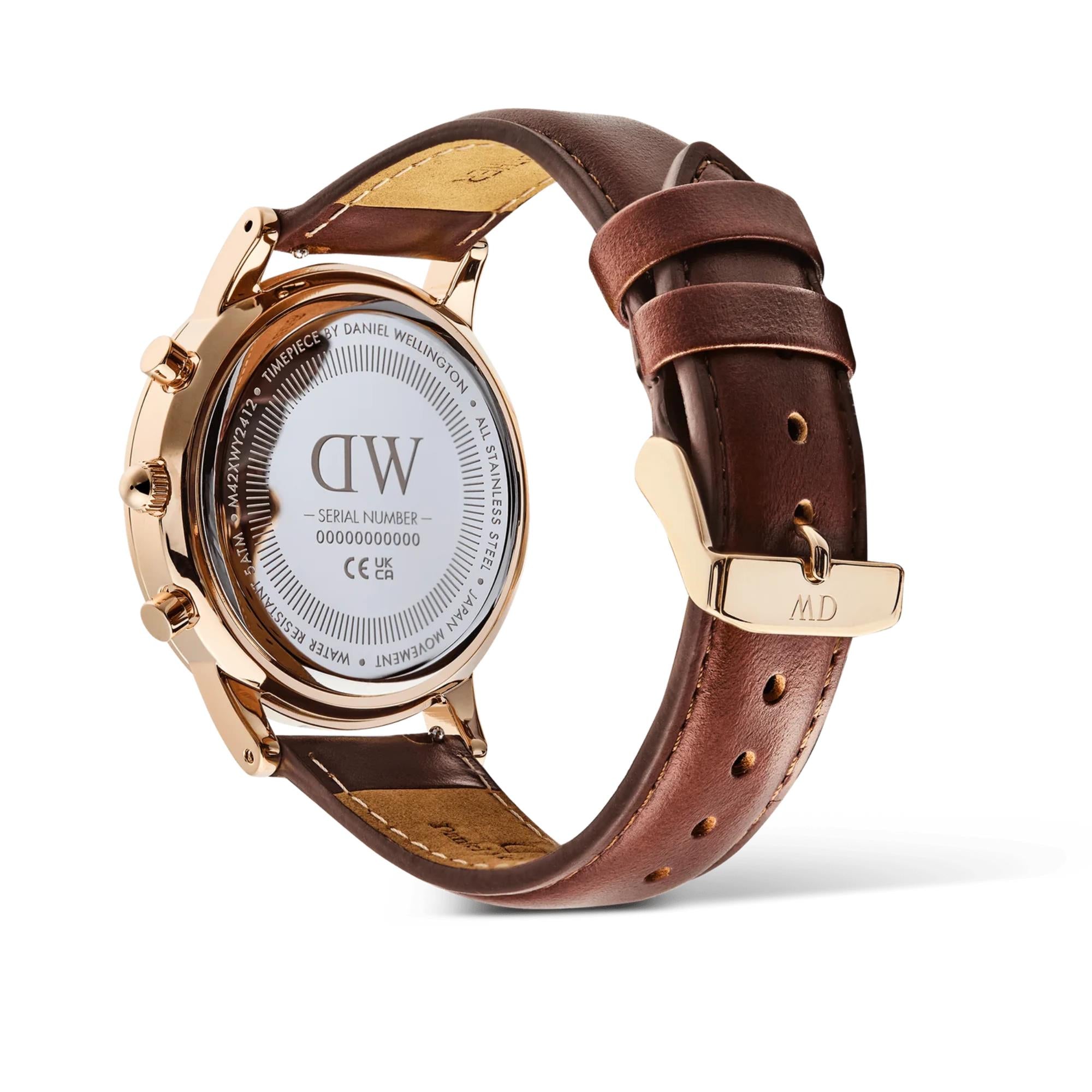 Daniel Wellington Iconic Chronograph Arctic Blue Dial Leather Strap Men's Watch DW00100639