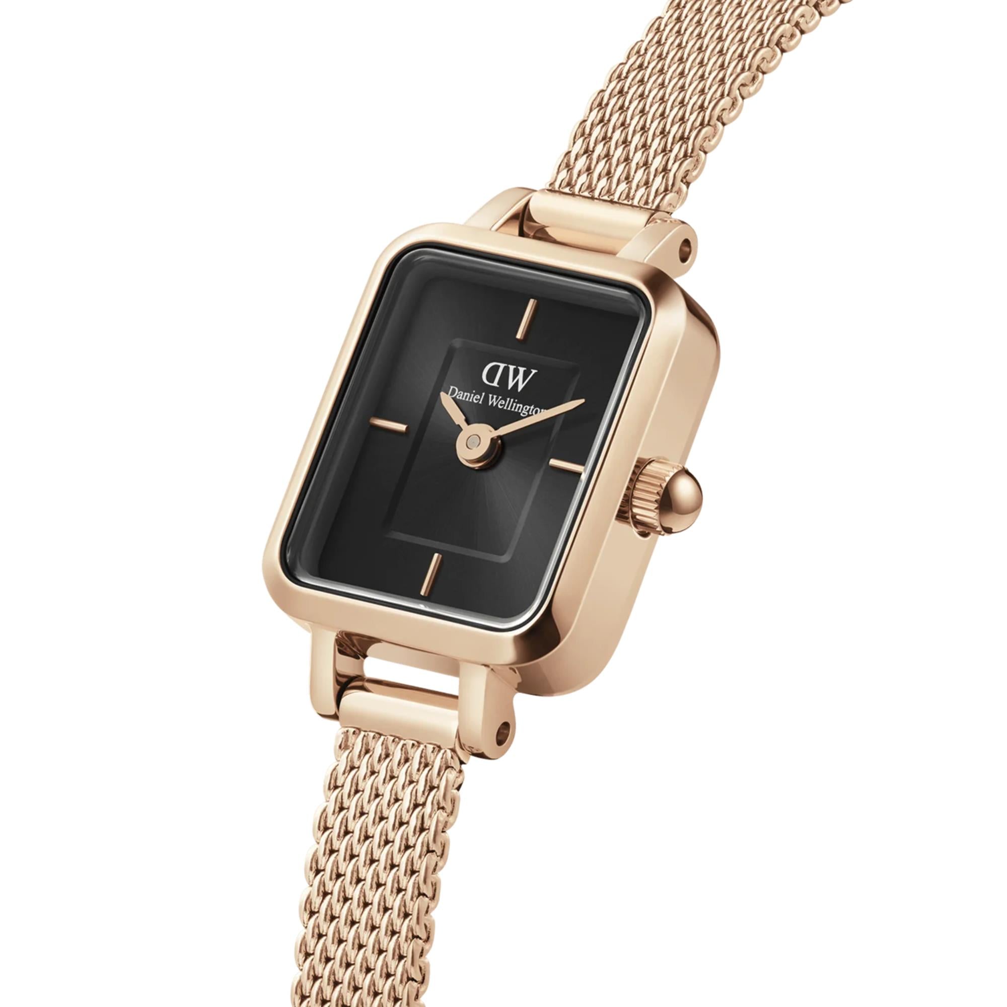 Daniel Wellington Quadro Black Dial Stainless Steel Strap Women's Watch DW00100647