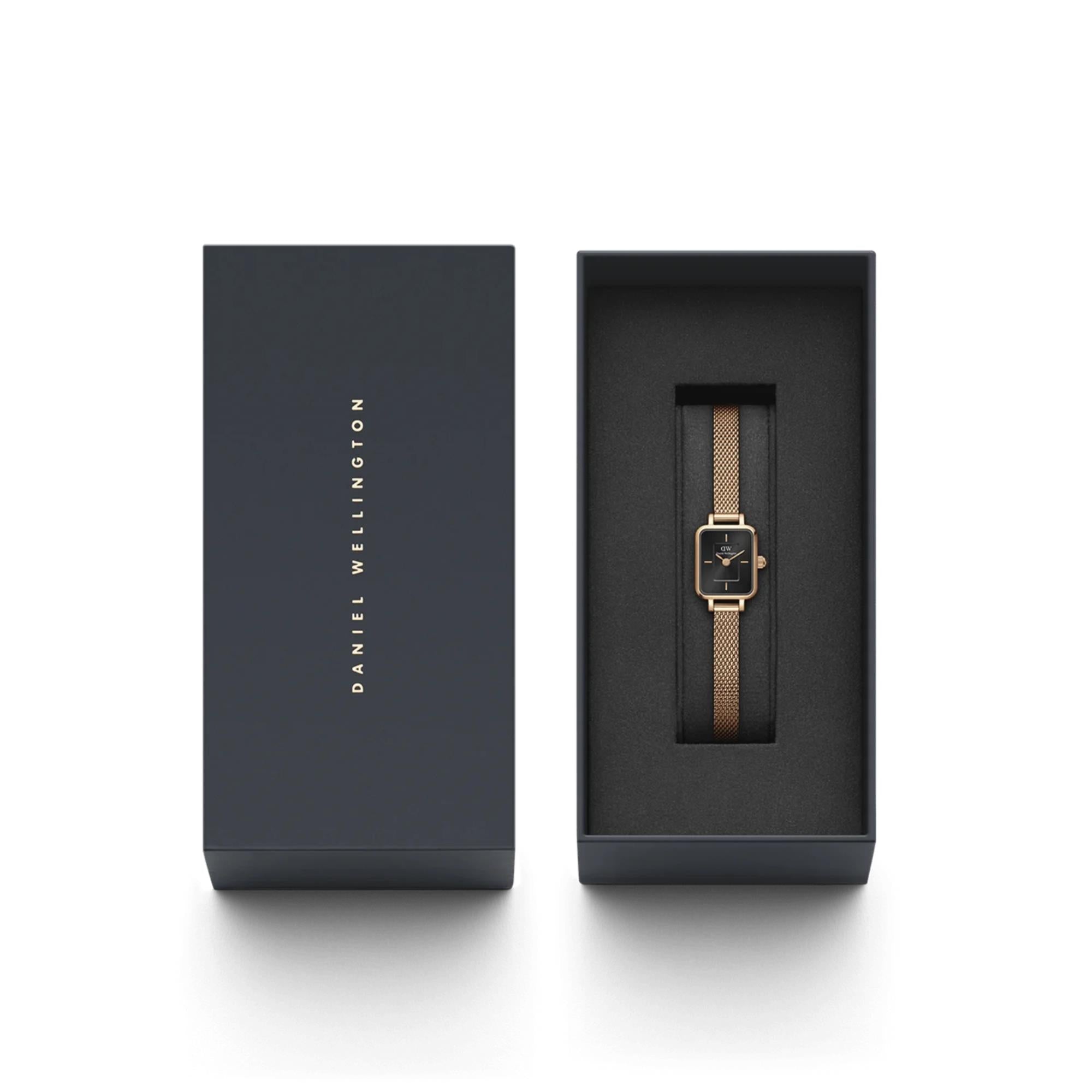 Daniel Wellington Quadro Black Dial Stainless Steel Strap Women's Watch DW00100647