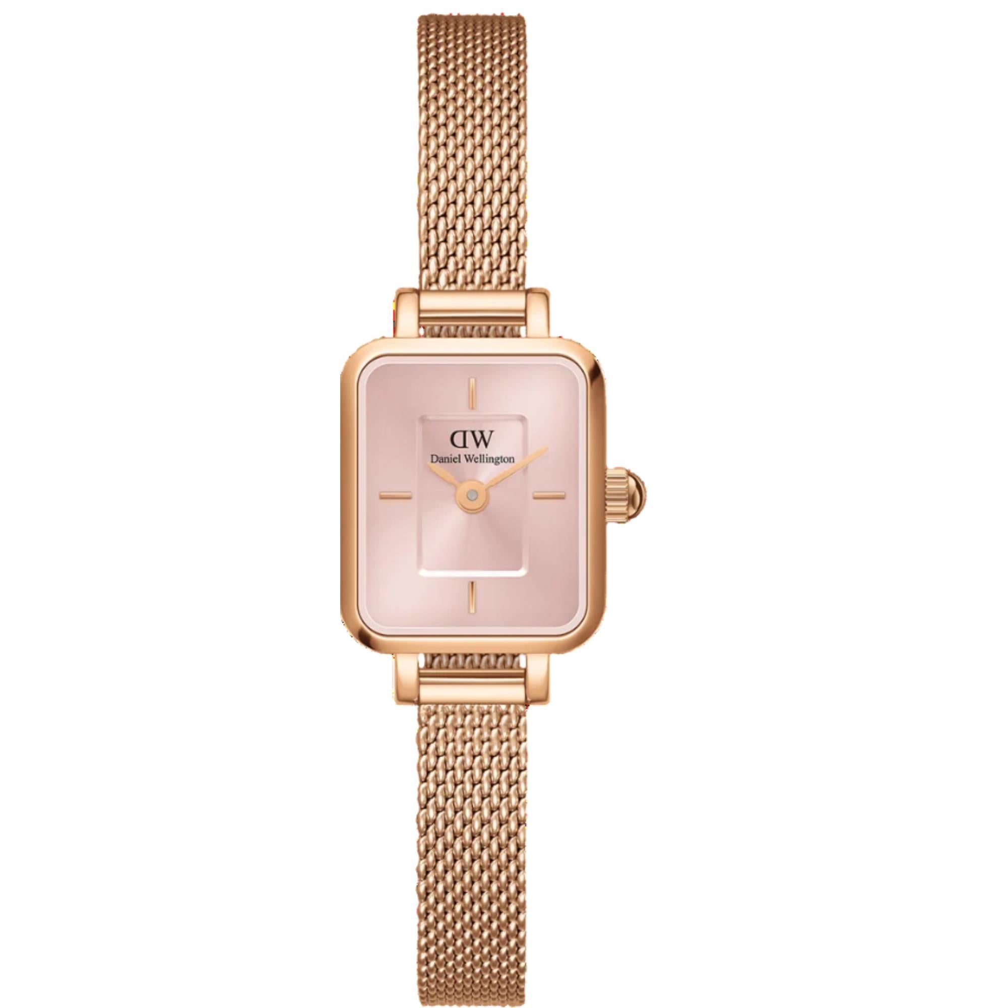 Daniel Wellington Quadro Pink Dial Stainless Steel Strap Women's Watch DW00100650