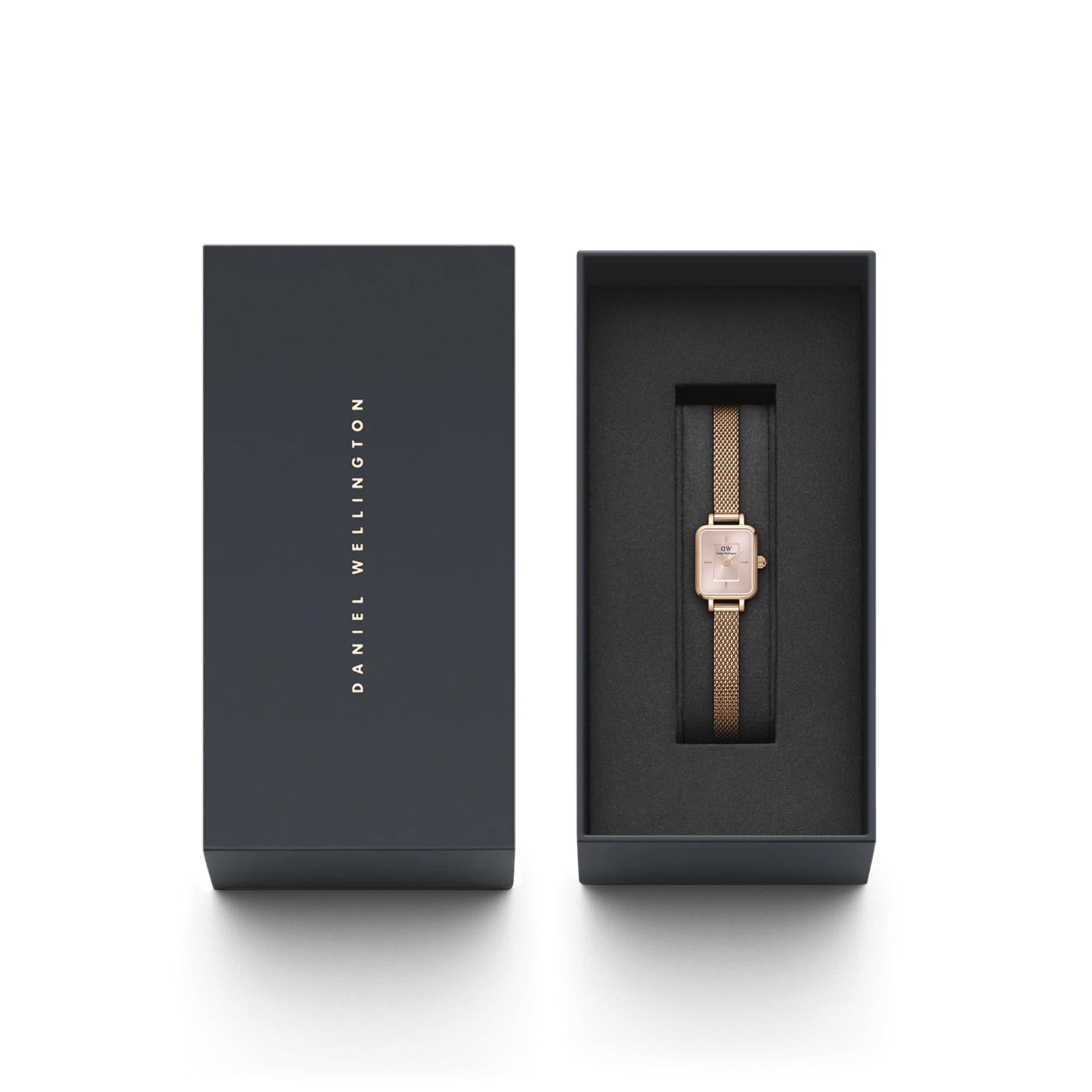 Daniel Wellington Quadro Pink Dial Stainless Steel Strap Women's Watch DW00100650