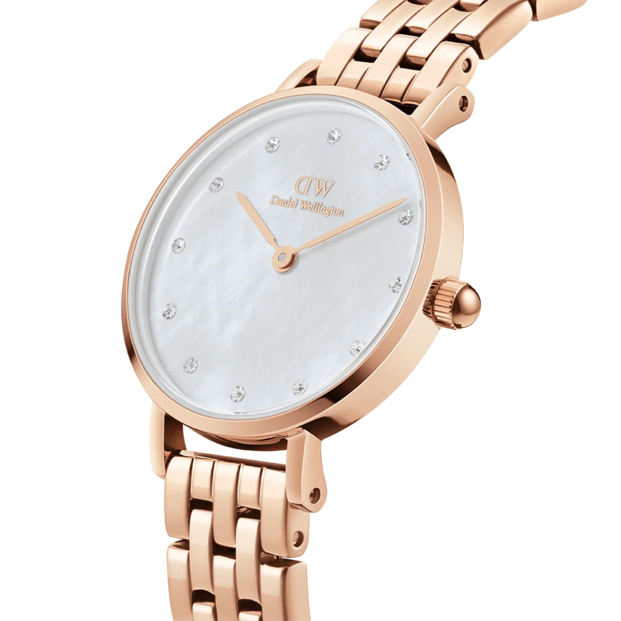 Daniel Wellington Petite White Mother of Pearl Dial Stainless Steel Strap Women's Watch DW00100613