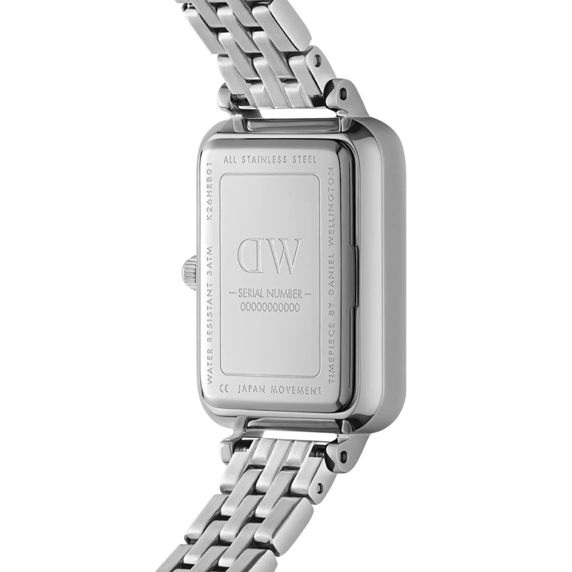 Daniel Wellington Quadro Arctic Blue Sunray Dial Stainless Steel Strap Women's Watch DW00100670
