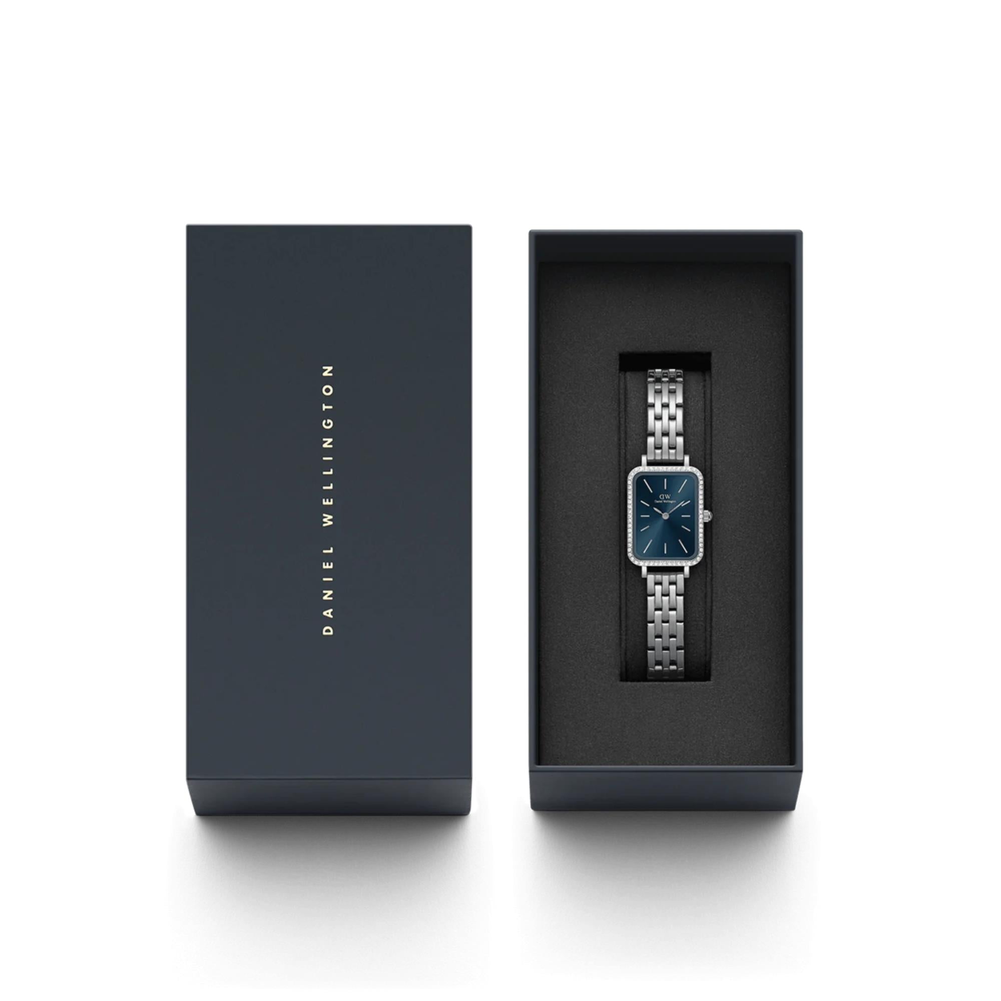 Daniel Wellington Quadro Arctic Blue Sunray Dial Stainless Steel Strap Women's Watch DW00100670
