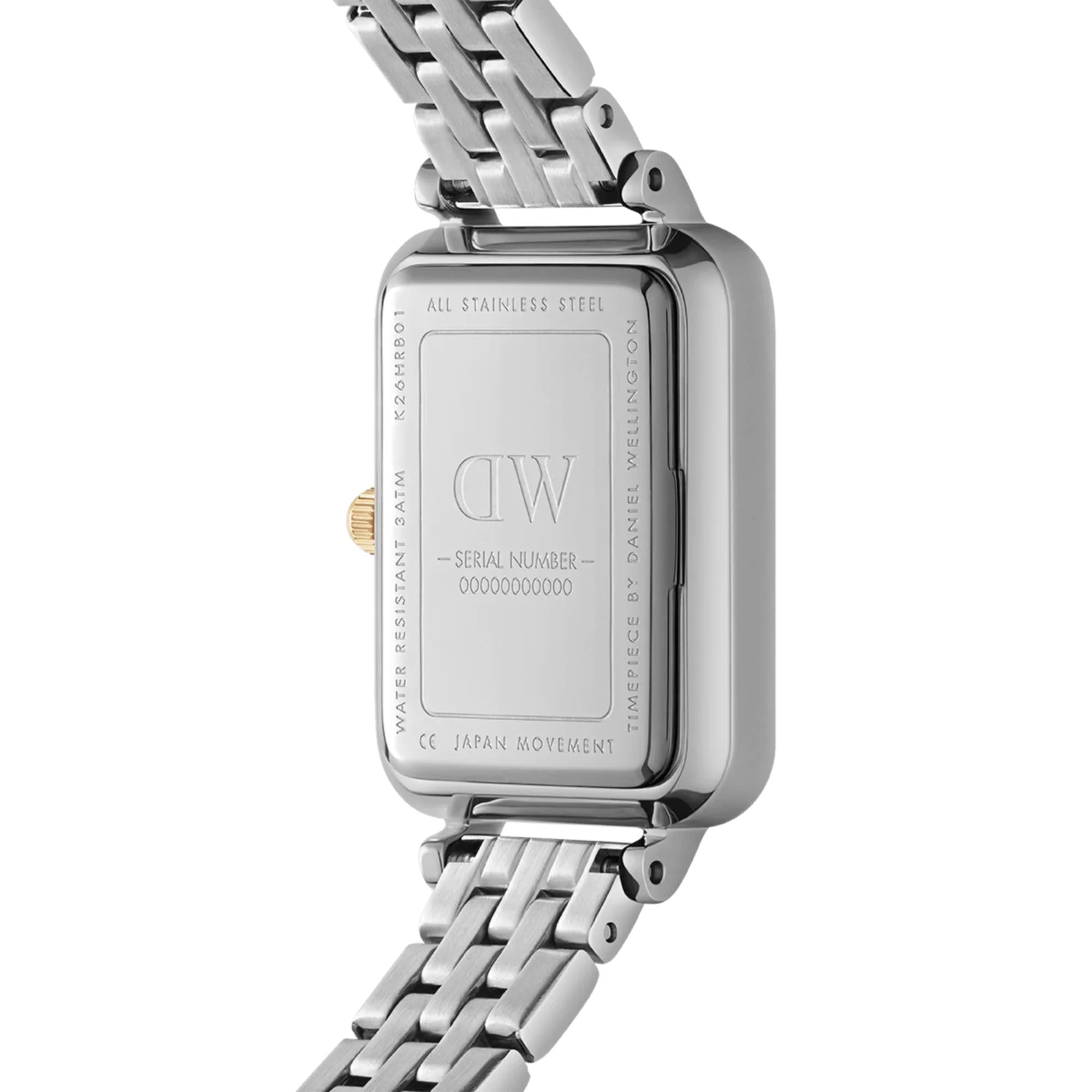 Daniel Wellington Quadro White Mother of Pearl Dial Stainless Steel Strap Women's Watch DW00100671