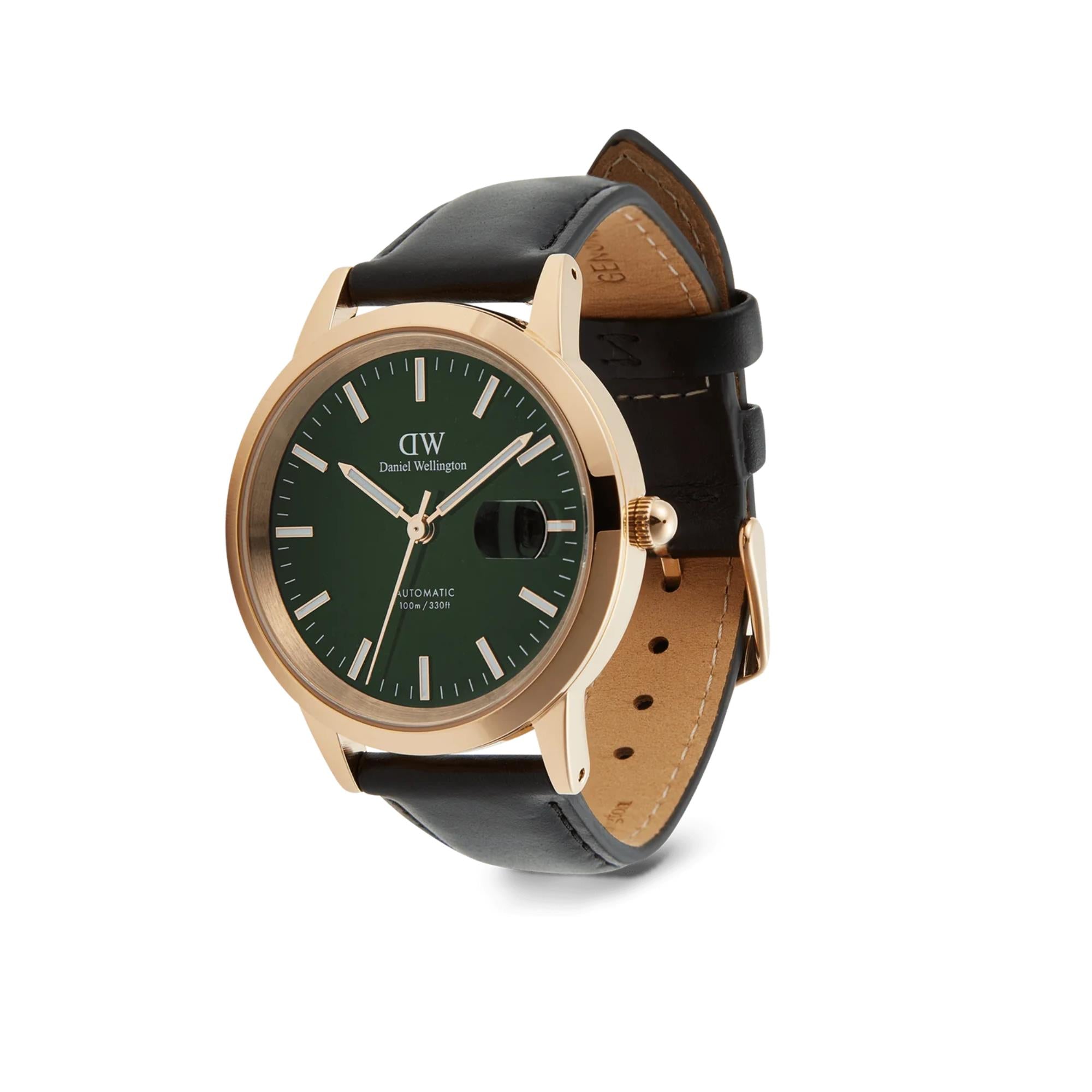 Daniel Wellington Iconic Sheffield Automatic Green Dial Leather Strap Men's Watch DW00100757