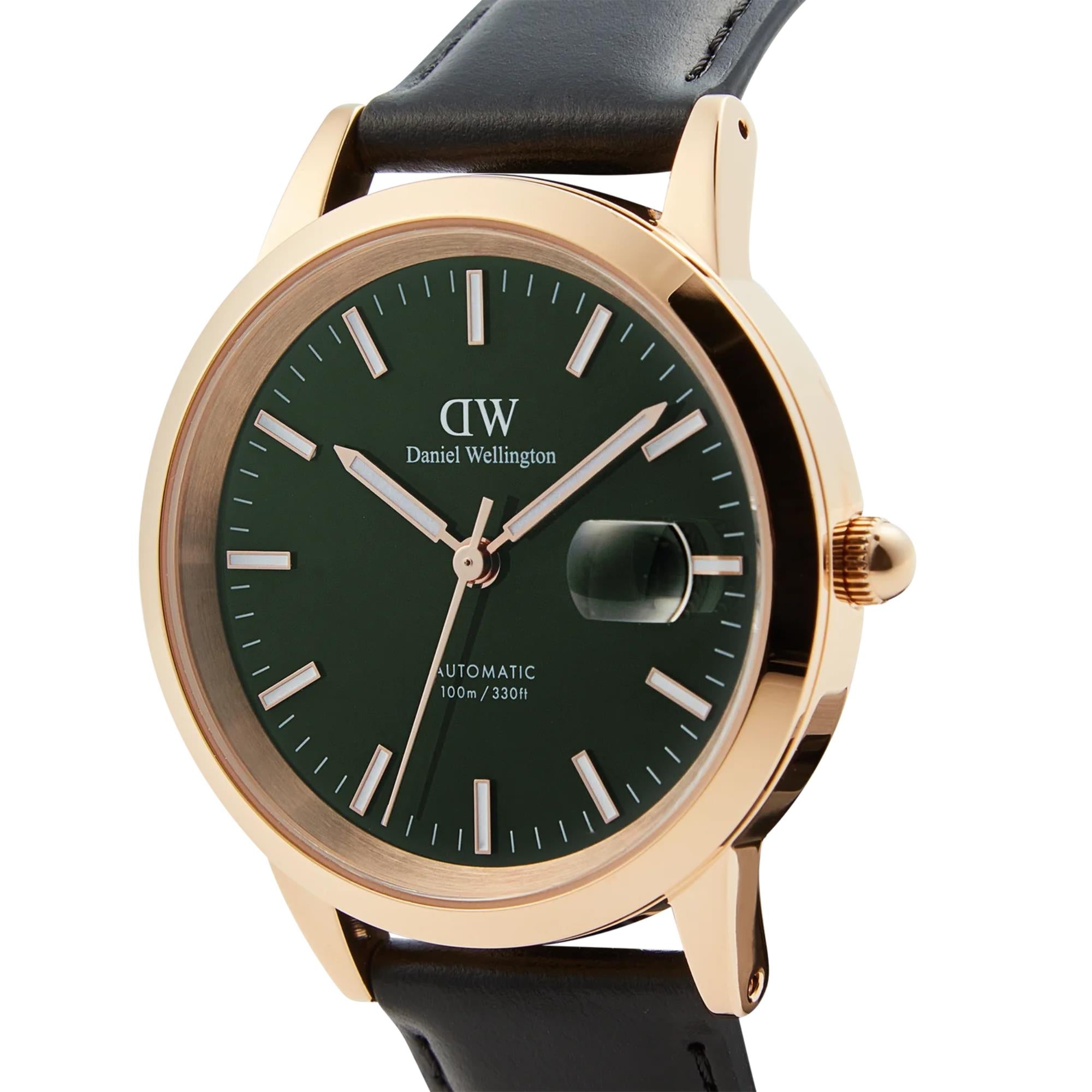 Daniel Wellington Iconic Sheffield Automatic Green Dial Leather Strap Men's Watch DW00100757
