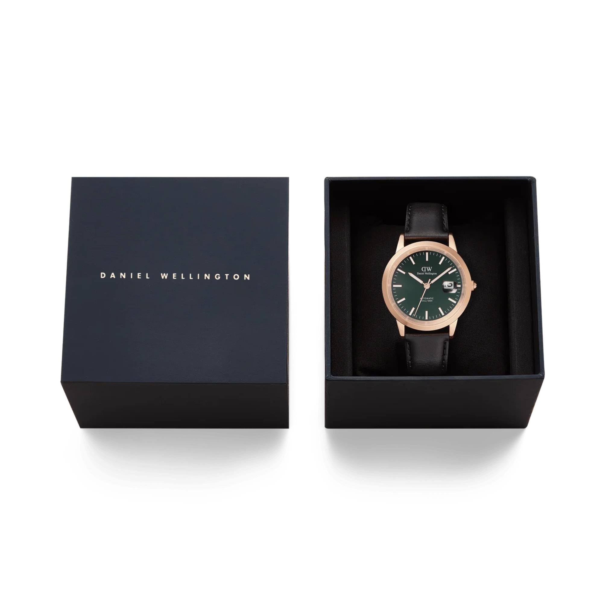 Daniel Wellington Iconic Sheffield Automatic Green Dial Leather Strap Men's Watch DW00100757