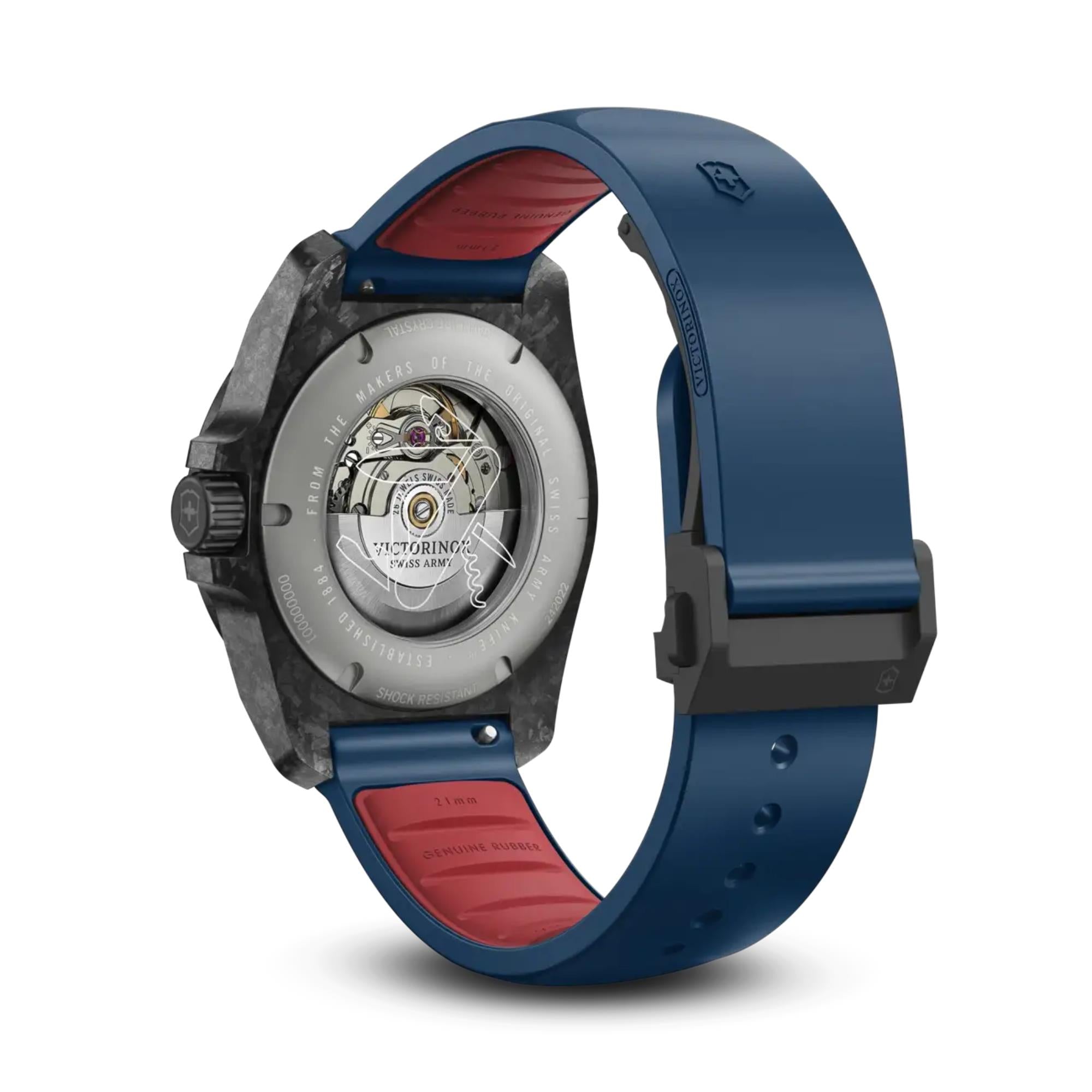 Victorinox I.N.O.X. Automatic Blue Dial Blue Rubber Strap Men's Watch 242022.1