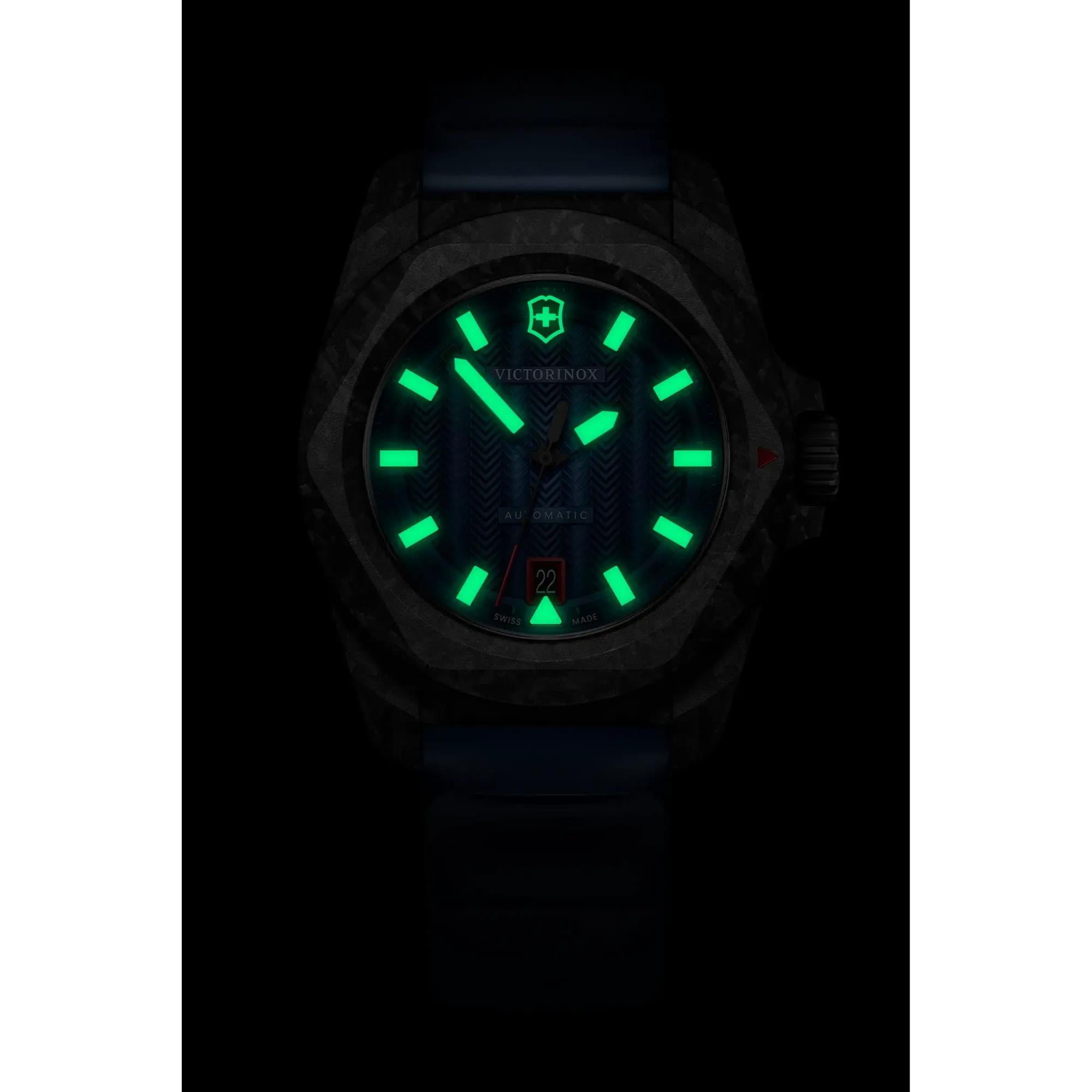 Victorinox I.N.O.X. Automatic Blue Dial Blue Rubber Strap Men's Watch 242022.1
