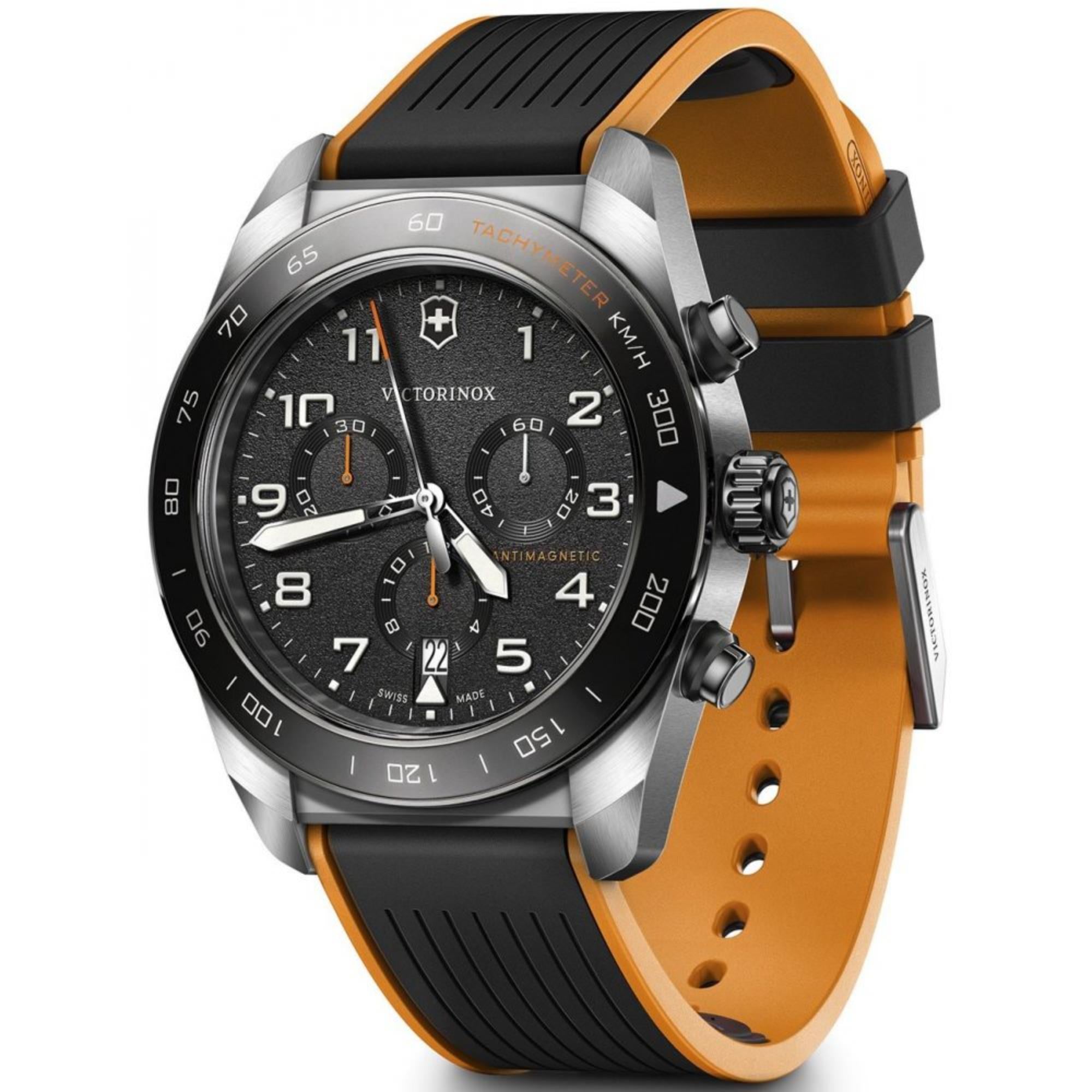 Victorinox Swiss Army Chronograph Black Dial Rubber Strap Men's Watch 242050