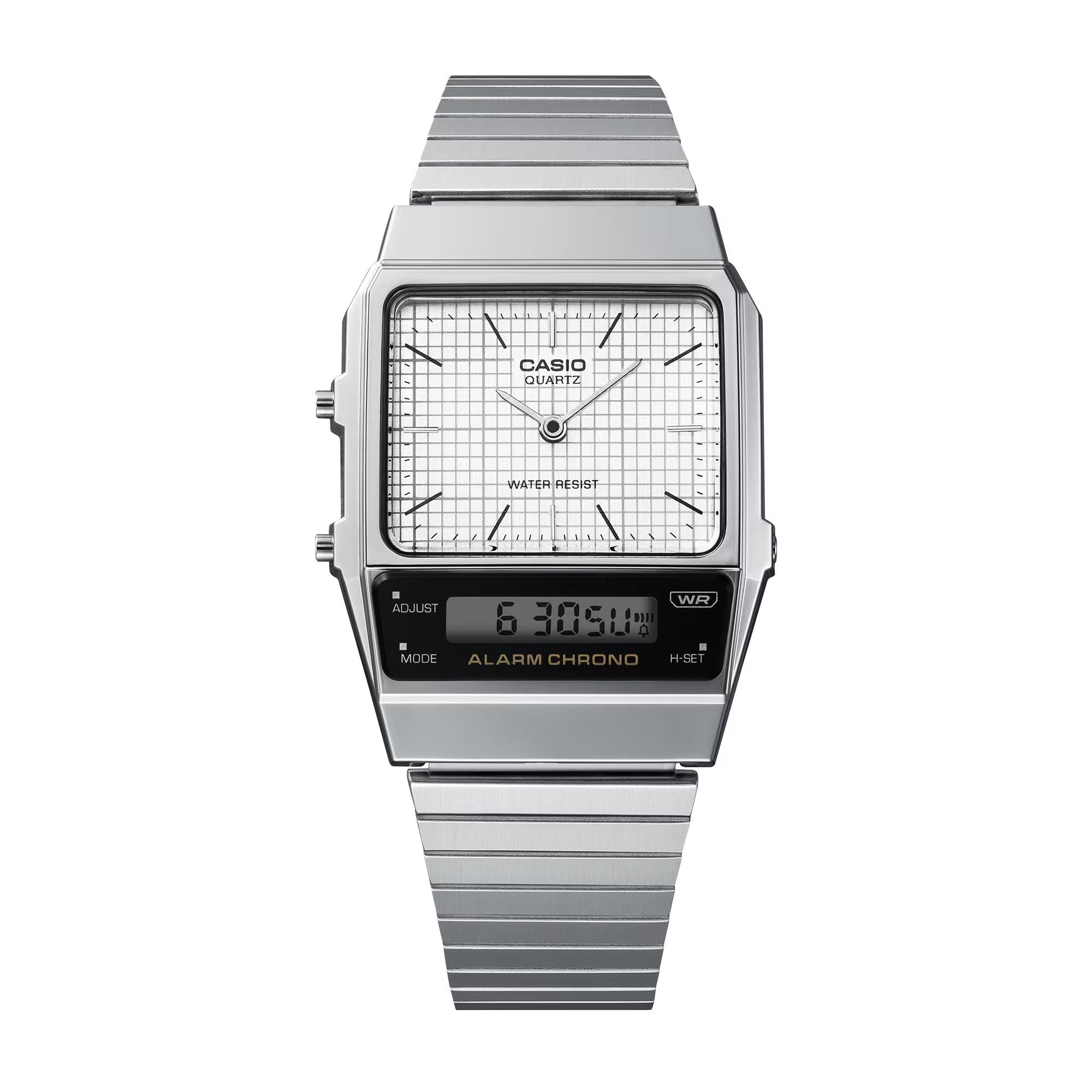 Casio Vintage Digital Analog Dial Stainless Steel Strap Unisex Watch AQ-800E-7AEF