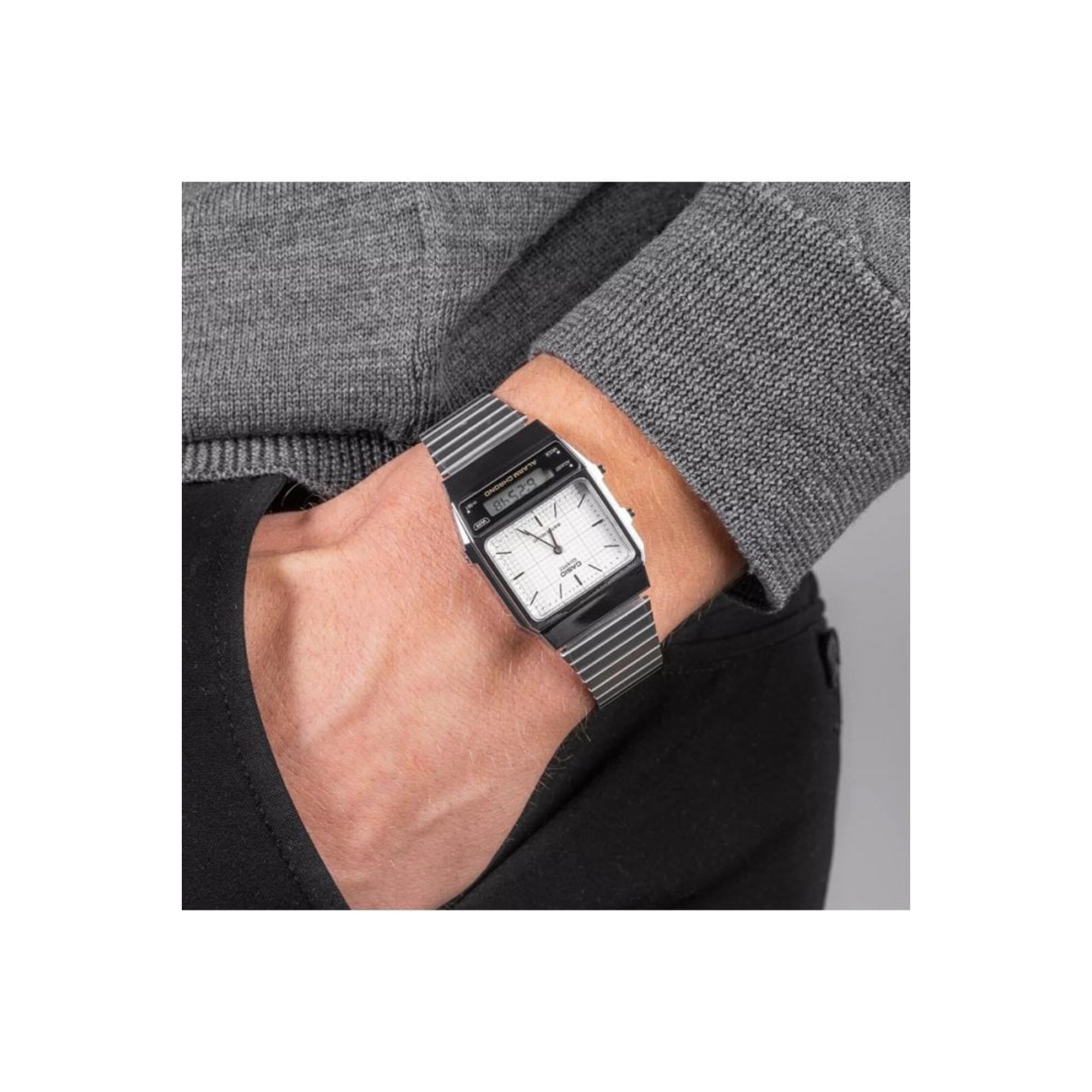 Casio Vintage Digital Analog Dial Stainless Steel Strap Unisex Watch AQ-800E-7AEF