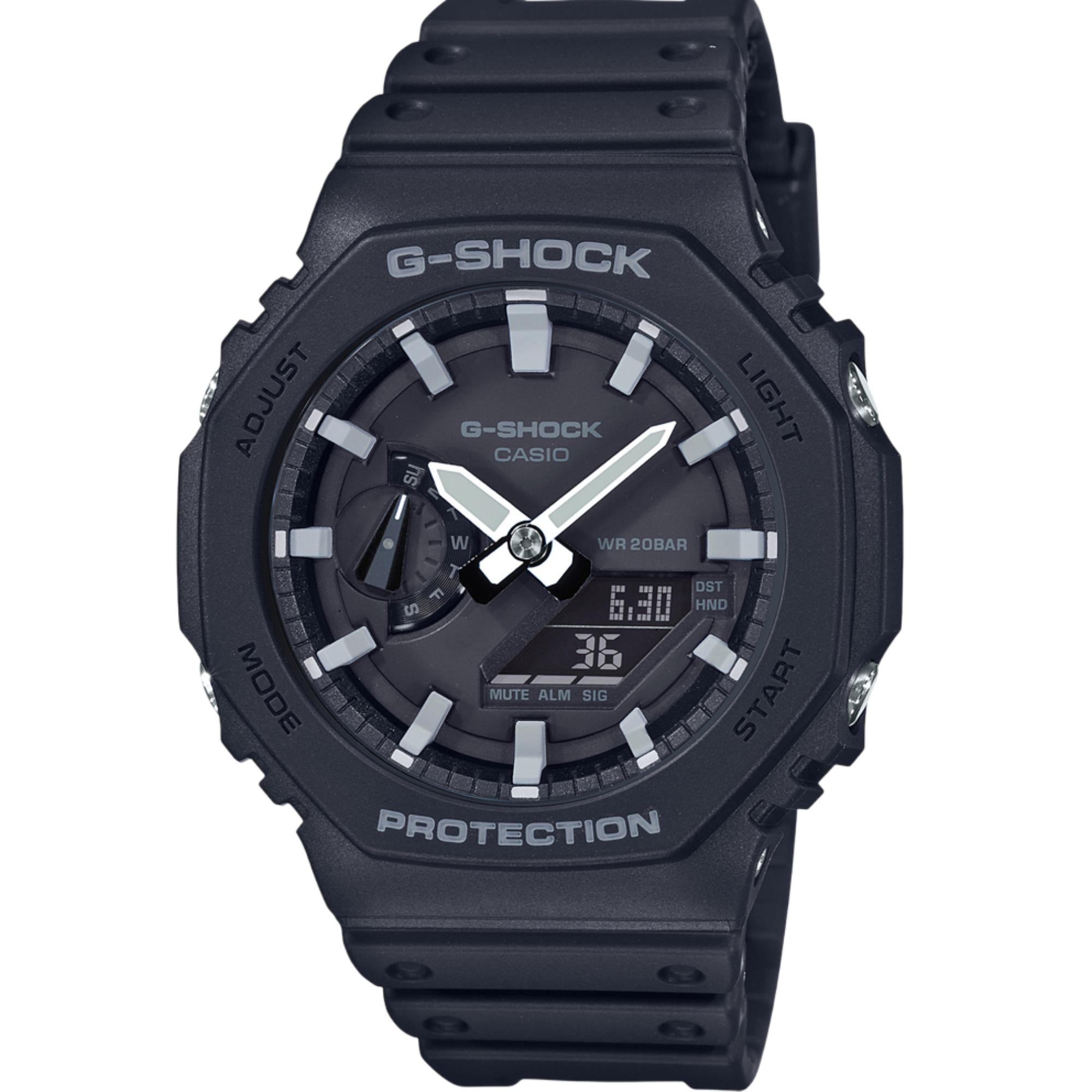 Casio G-Shock Octagon Black Carbon Core Guard Alarm Mens Watch GA-2100-1AER