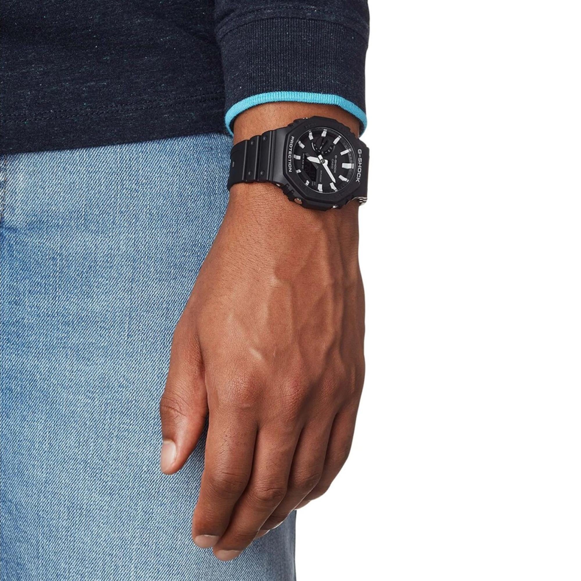 Casio G-Shock Octagon Black Carbon Core Guard Alarm Mens Watch GA-2100-1AER