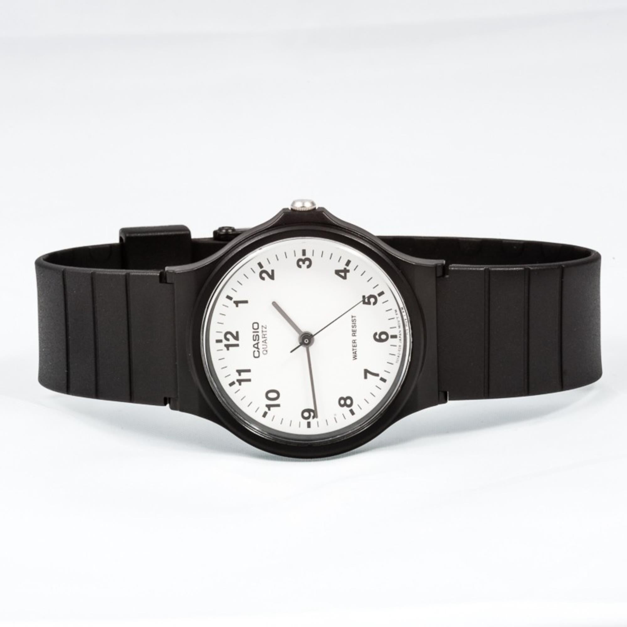 Casio Collection Quartz White Dial Black Resin Strap Unisex Watch MQ-24-7BLL