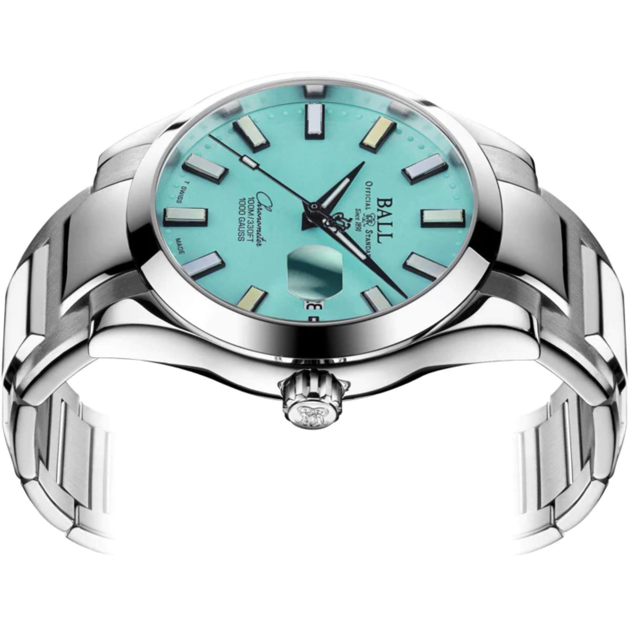 BALL Engineer III Marvelight Chronometer Turquoise Dial Stainles Steel Strap Men's Watch NM9026c-S44C-TQR
