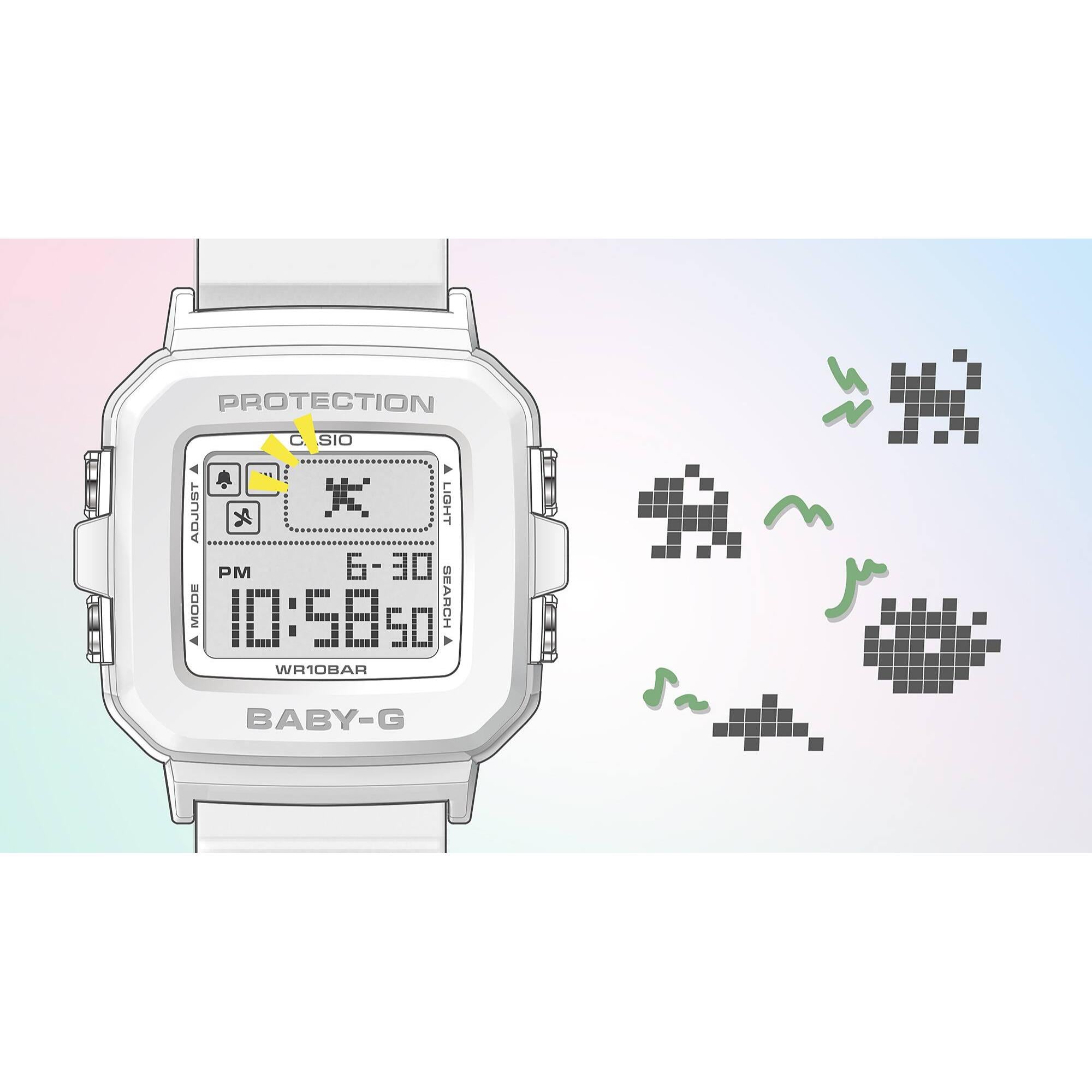 Casio BABY-G Digital White Resin Strap Women's Watch BGD-10L-7ER