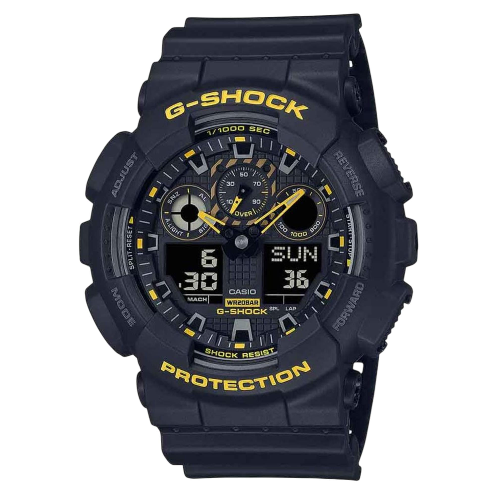 Casio G-Shock 'CAUTION YELLOW' Digital Black Resin Strap Men's Watch GA-100CY-1AER