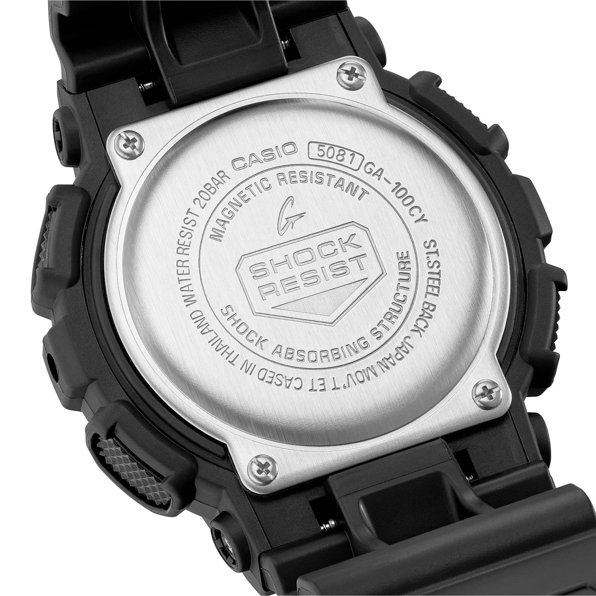 Casio G-Shock 'CAUTION YELLOW' Digital Black Resin Strap Men's Watch GA-100CY-1AER
