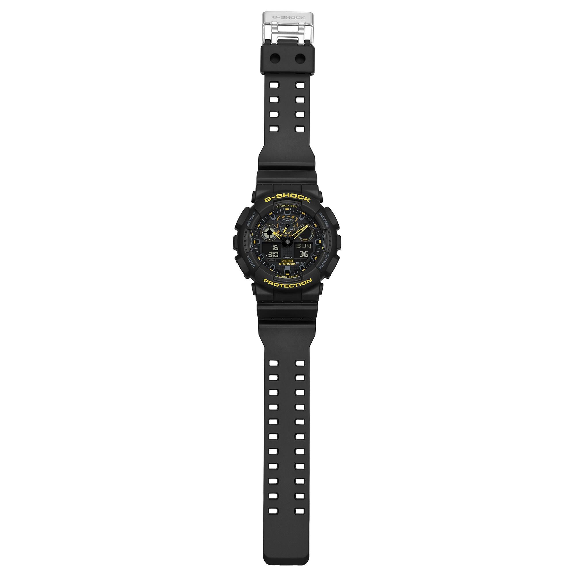 Casio G-Shock 'CAUTION YELLOW' Digital Black Resin Strap Men's Watch GA-100CY-1AER