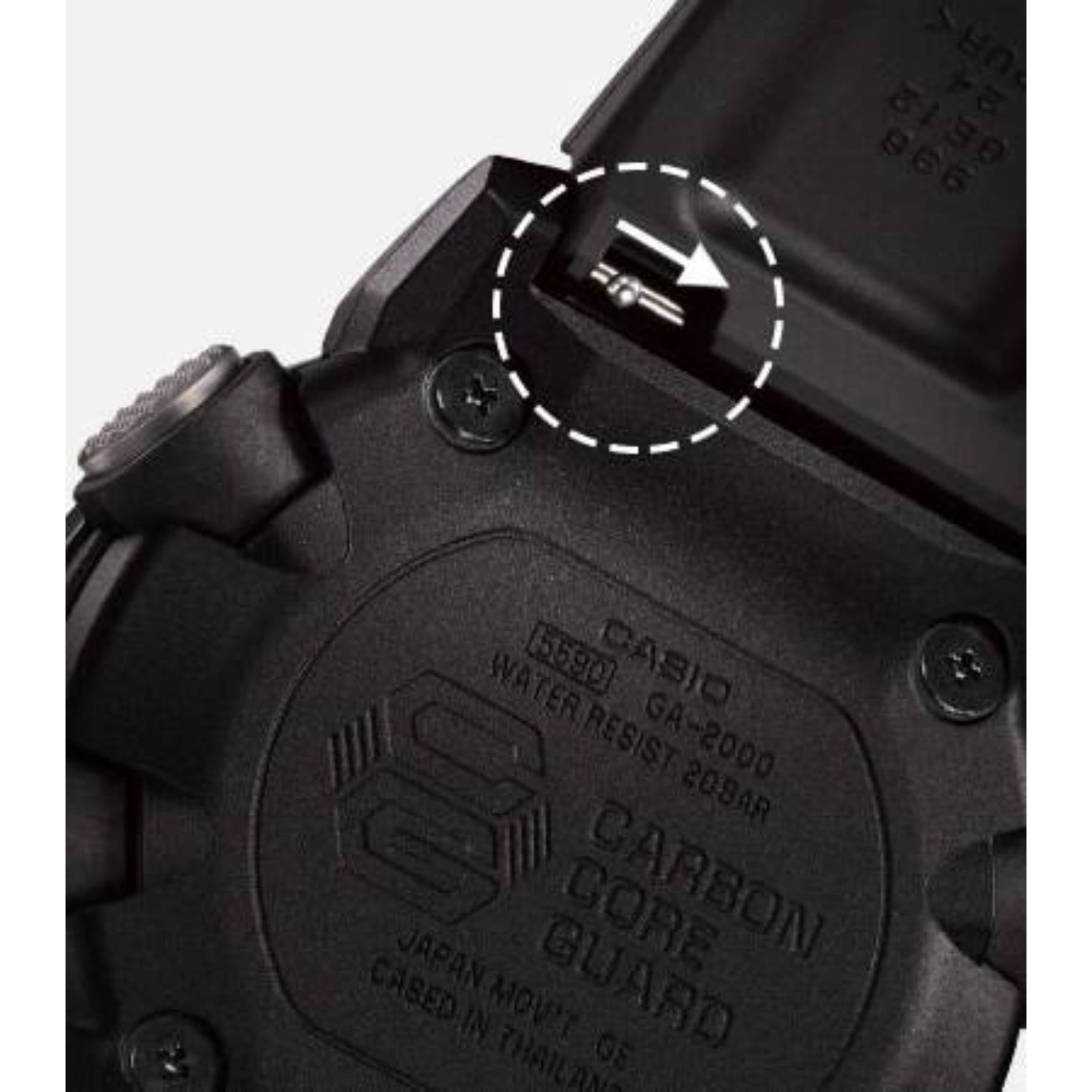 Casio G-Shock Carbon Core Guard Black Dial Yellow Resin Strap Men's Watch GA-2000-1A9ER