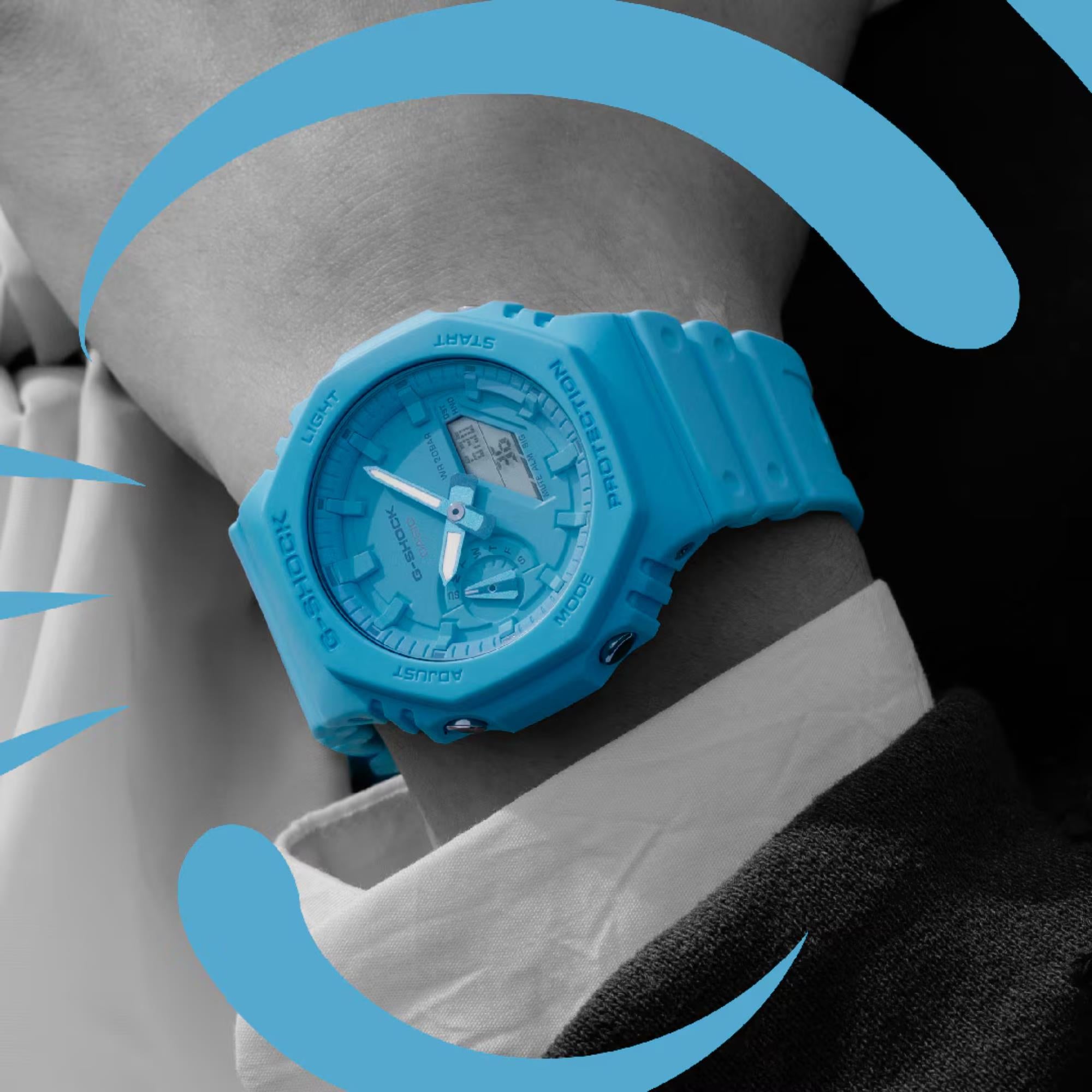 Casio G-Shock Classic Digital Blue Resin Strap Men's Watch GA-2100-2A2ER